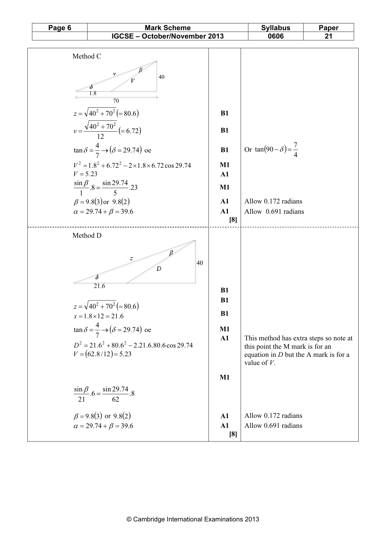 Mark scheme, page 6 of 8