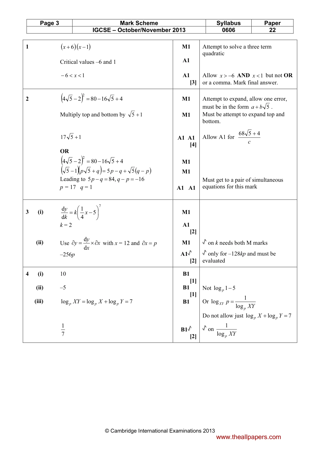 Mark scheme, page 3 of 8