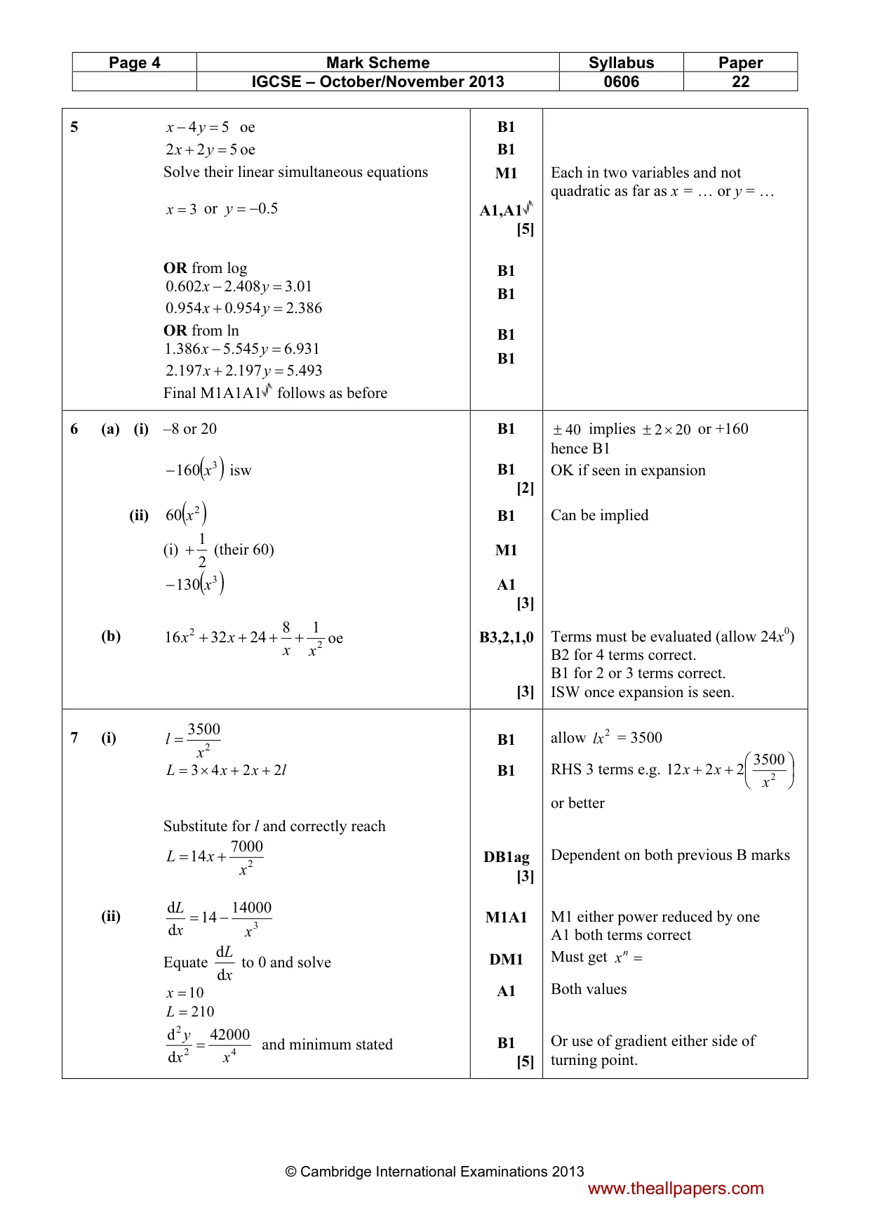 Mark scheme, page 4 of 8
