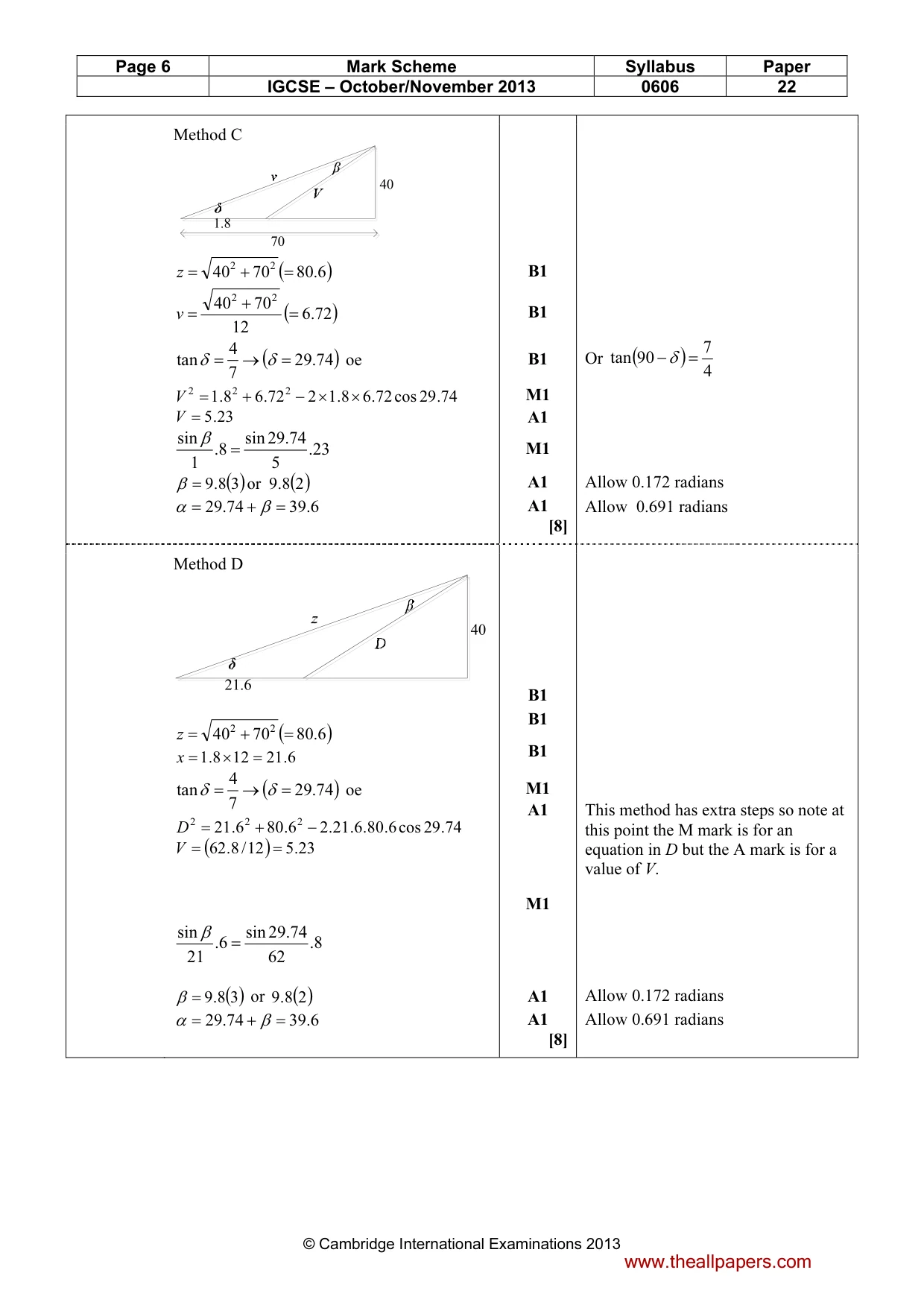 Mark scheme, page 6 of 8