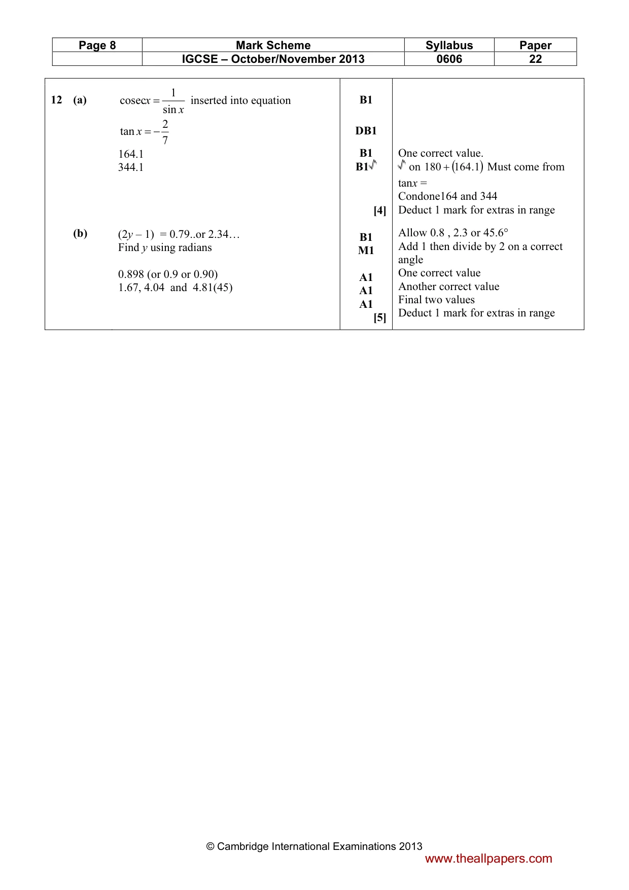 Mark scheme, page 8 of 8