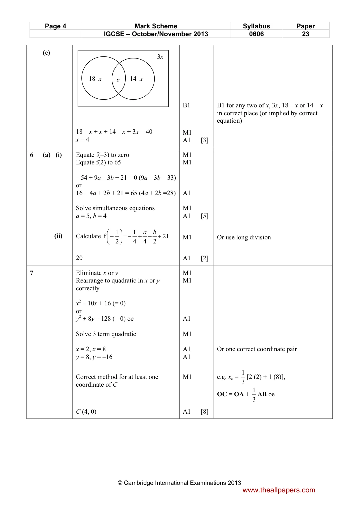 Mark scheme, page 4 of 6