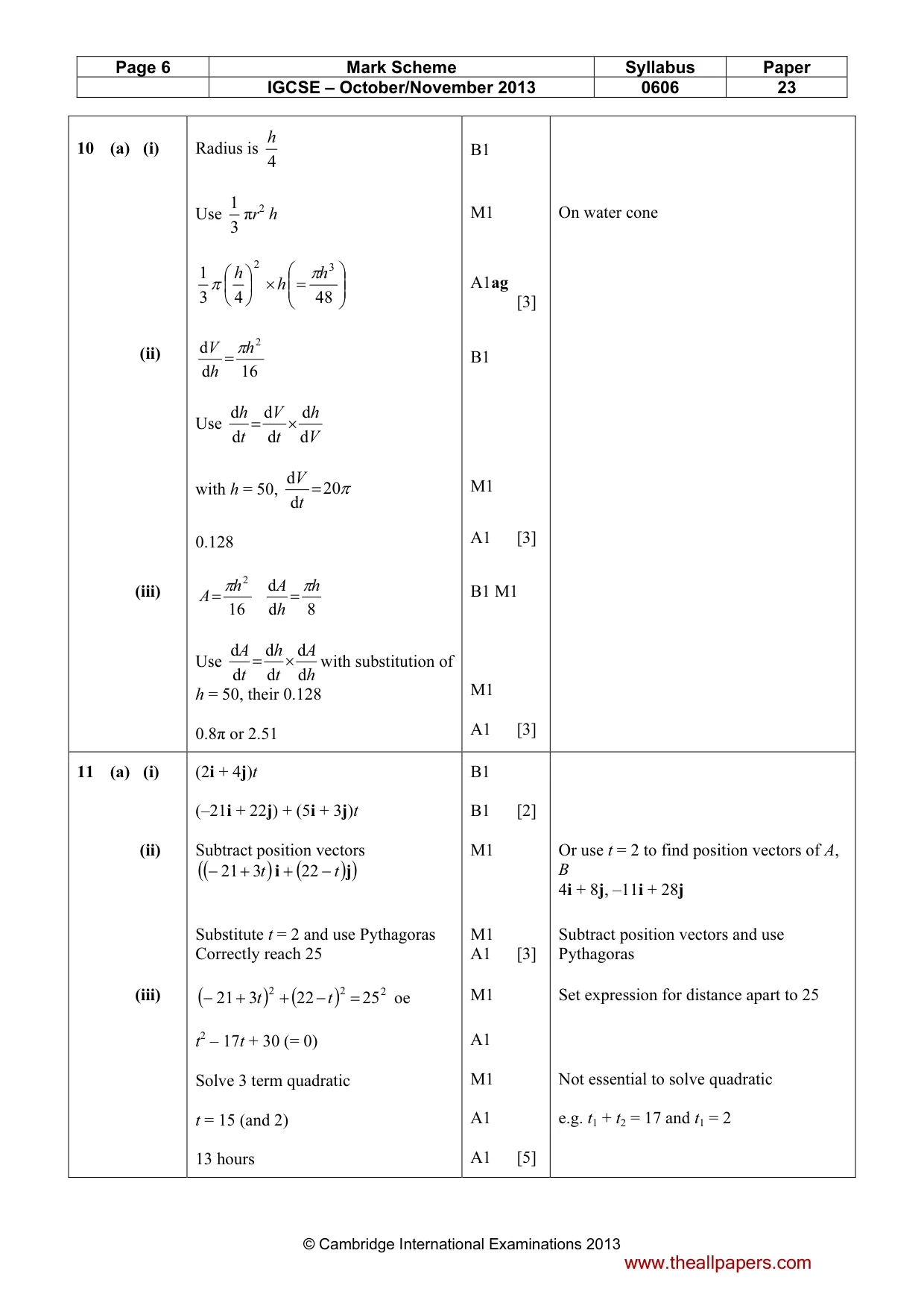 Mark scheme, page 6 of 6