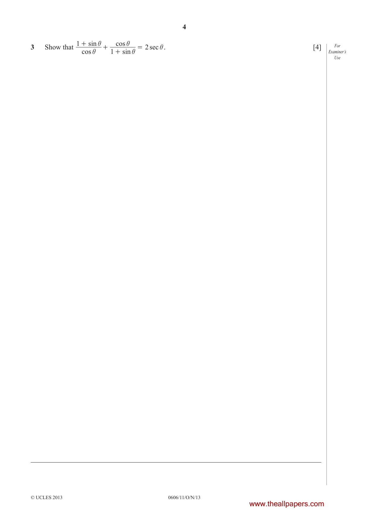Cambridge IGCSE Mathematics - Additional 0606 2013 Oct/Nov Paper 1 · Variant 1 question paper, page 4 of 16