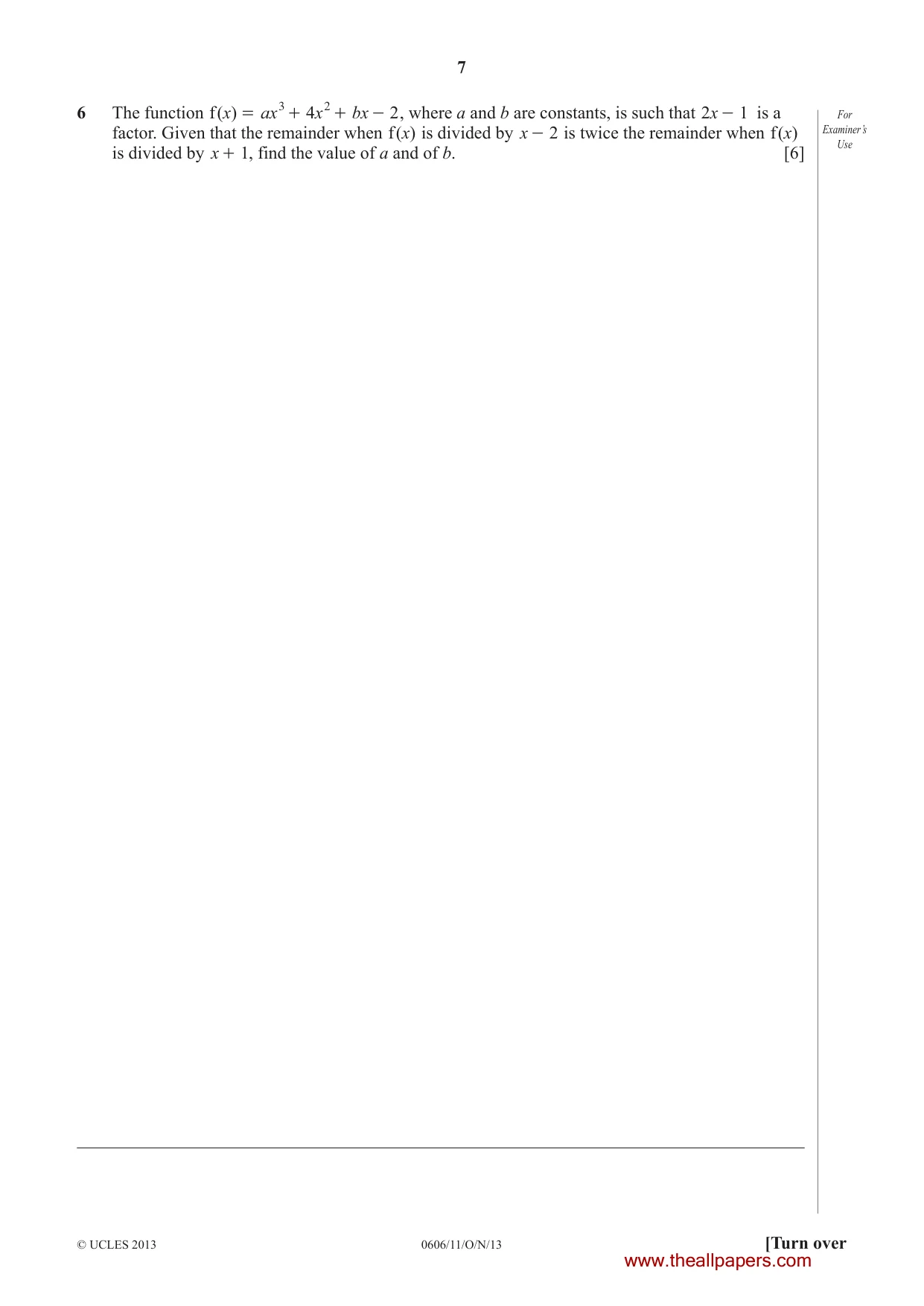 Cambridge IGCSE Mathematics - Additional 0606 2013 Oct/Nov Paper 1 · Variant 1 question paper, page 7 of 16