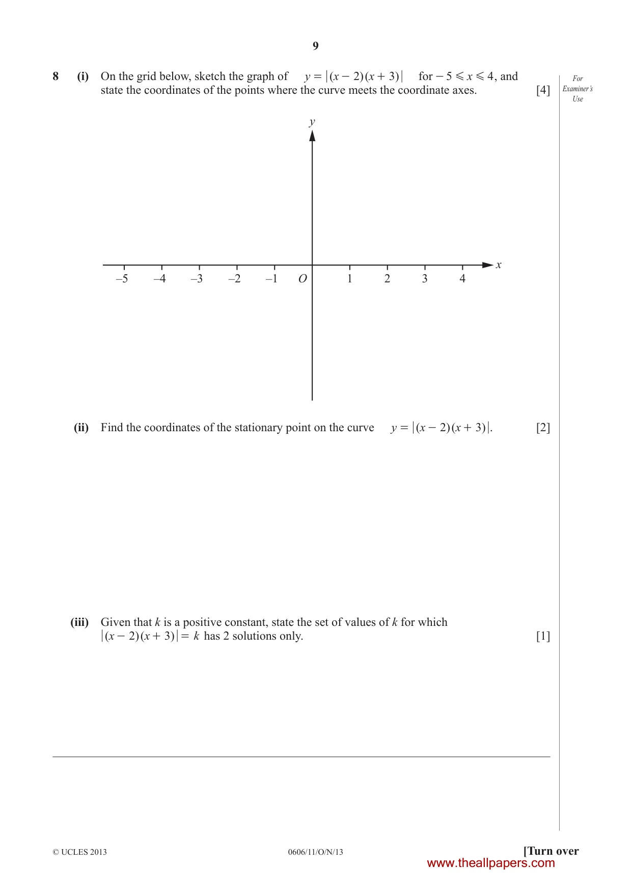 Cambridge IGCSE Mathematics - Additional 0606 2013 Oct/Nov Paper 1 · Variant 1 question paper, page 9 of 16