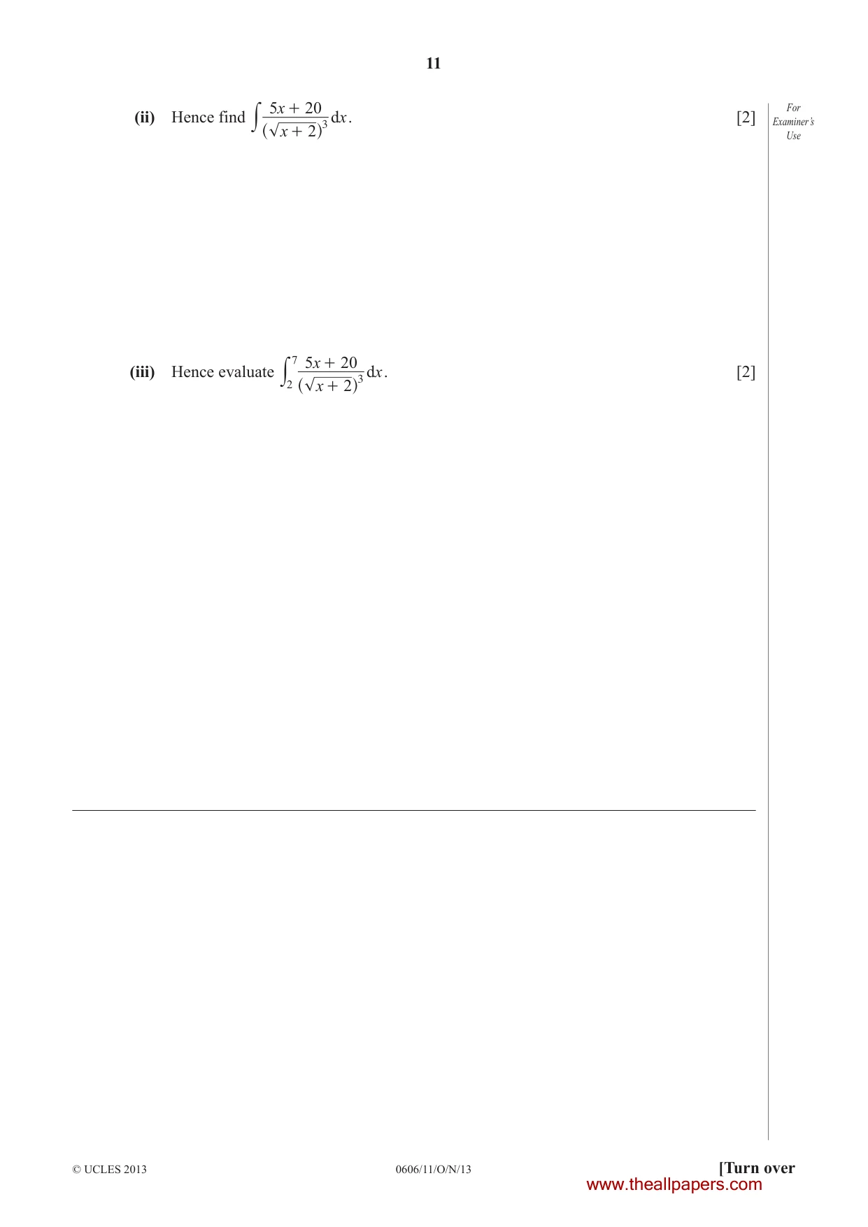 Cambridge IGCSE Mathematics - Additional 0606 2013 Oct/Nov Paper 1 · Variant 1 question paper, page 11 of 16