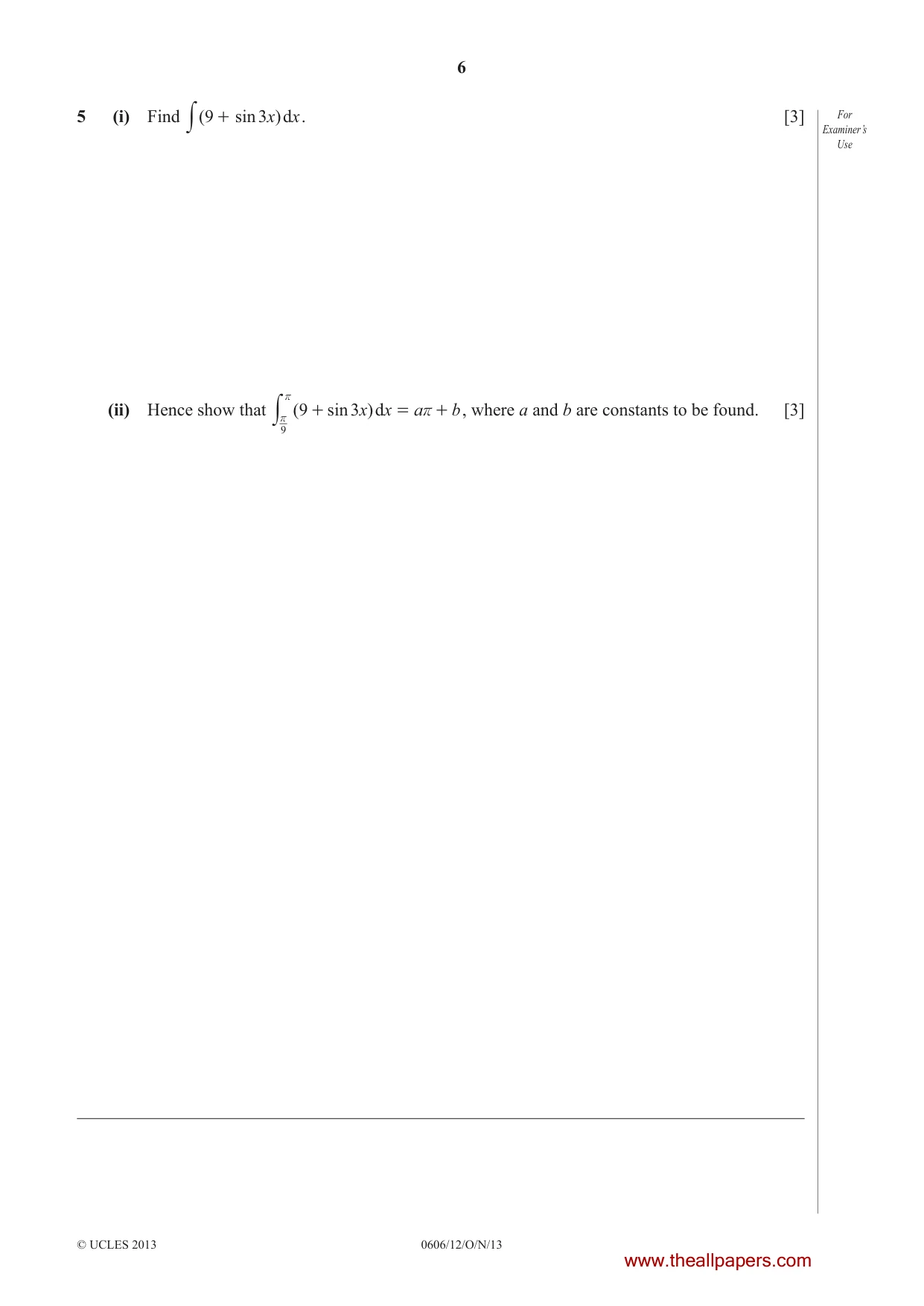 Cambridge IGCSE Mathematics - Additional 0606 2013 Oct/Nov Paper 1 · Variant 2 question paper, page 6 of 16