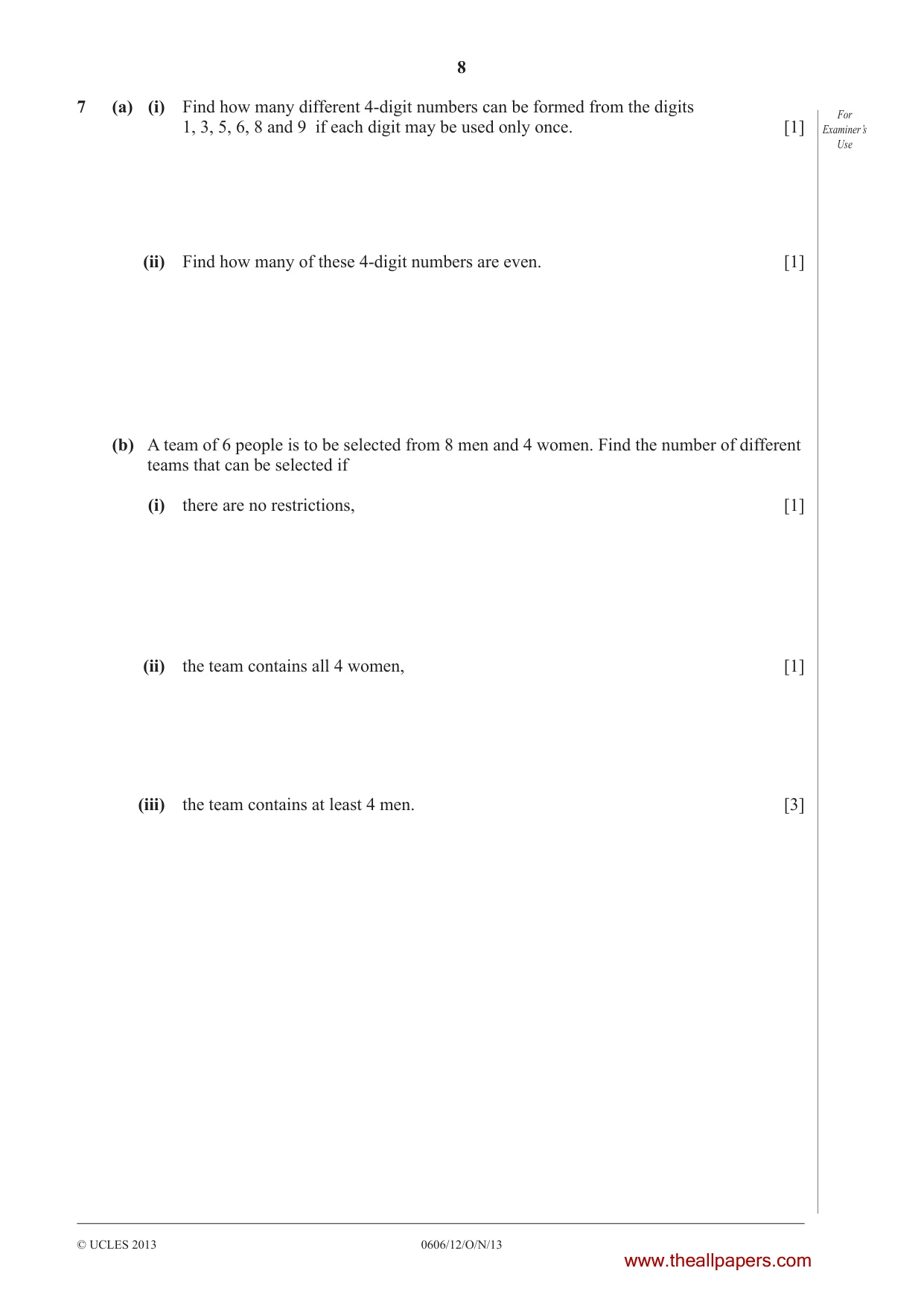 Cambridge IGCSE Mathematics - Additional 0606 2013 Oct/Nov Paper 1 · Variant 2 question paper, page 8 of 16