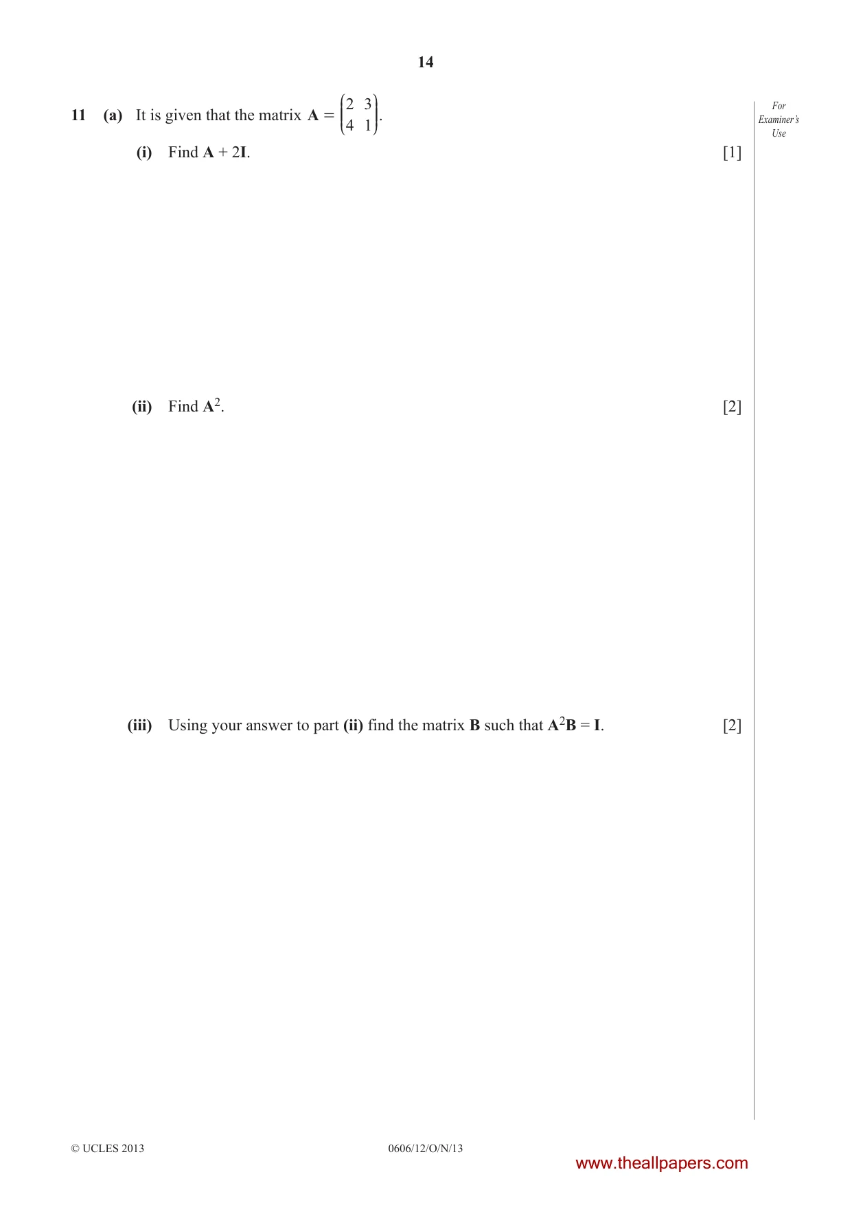 Cambridge IGCSE Mathematics - Additional 0606 2013 Oct/Nov Paper 1 · Variant 2 question paper, page 14 of 16
