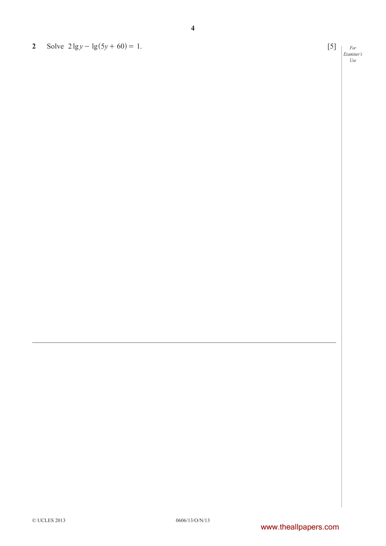 Cambridge IGCSE Mathematics - Additional 0606 2013 Oct/Nov Paper 1 · Variant 3 question paper, page 4 of 16