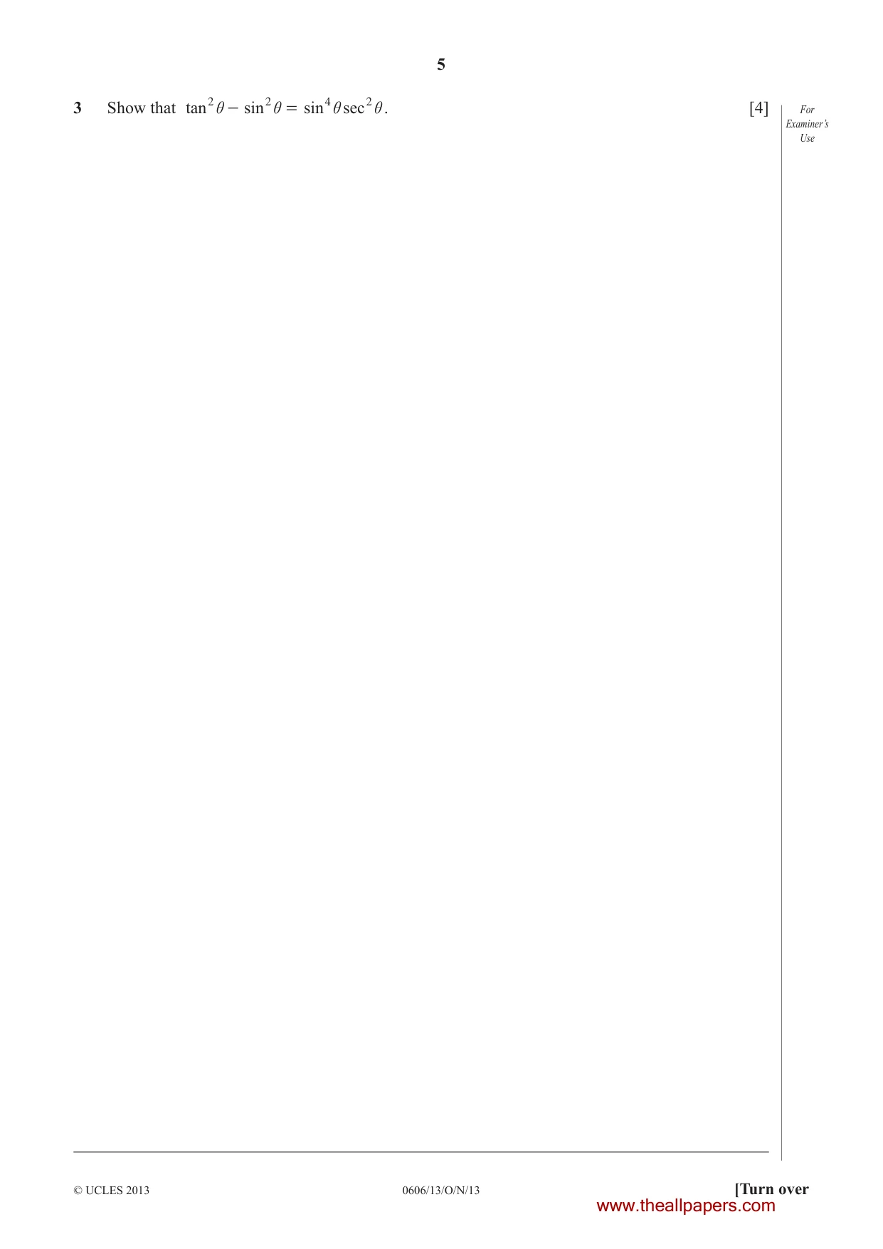 Cambridge IGCSE Mathematics - Additional 0606 2013 Oct/Nov Paper 1 · Variant 3 question paper, page 5 of 16