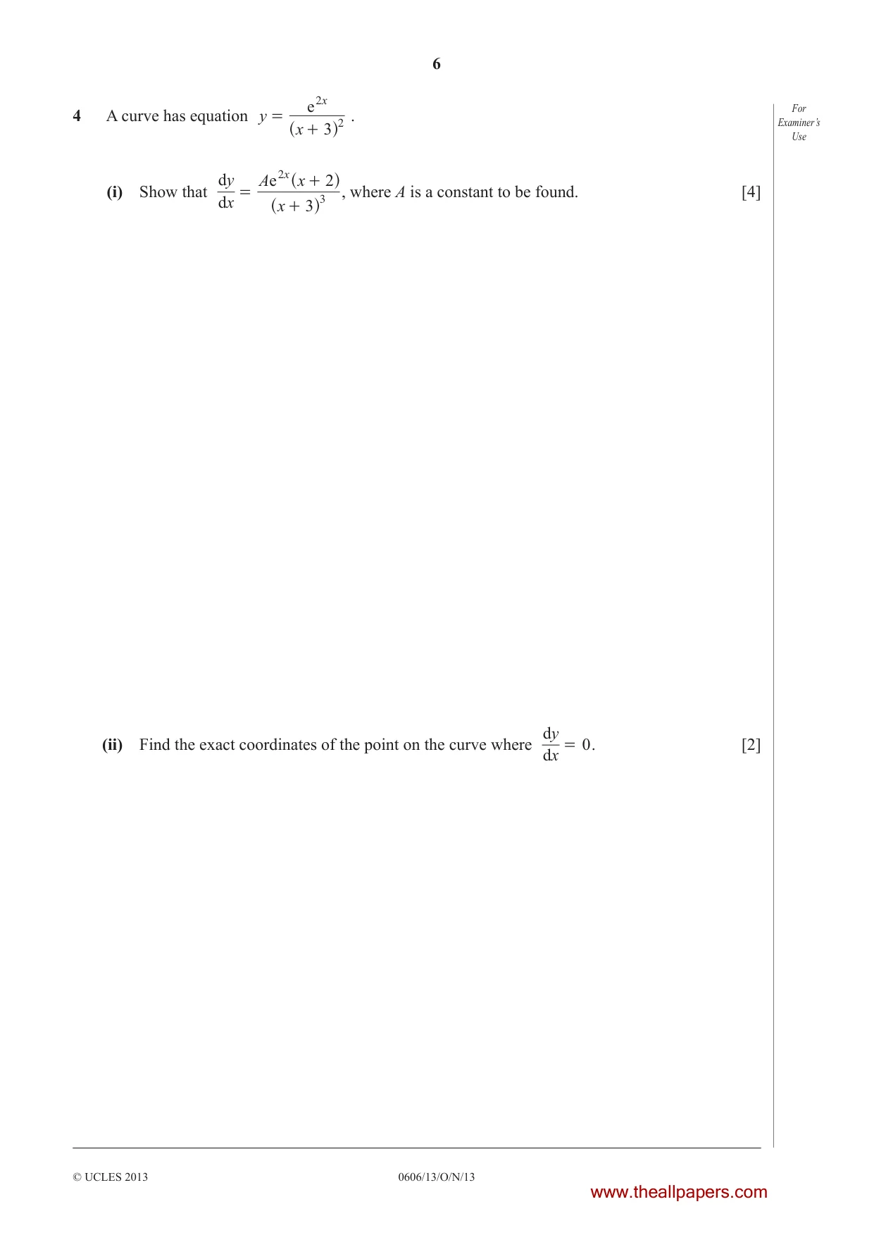 Cambridge IGCSE Mathematics - Additional 0606 2013 Oct/Nov Paper 1 · Variant 3 question paper, page 6 of 16