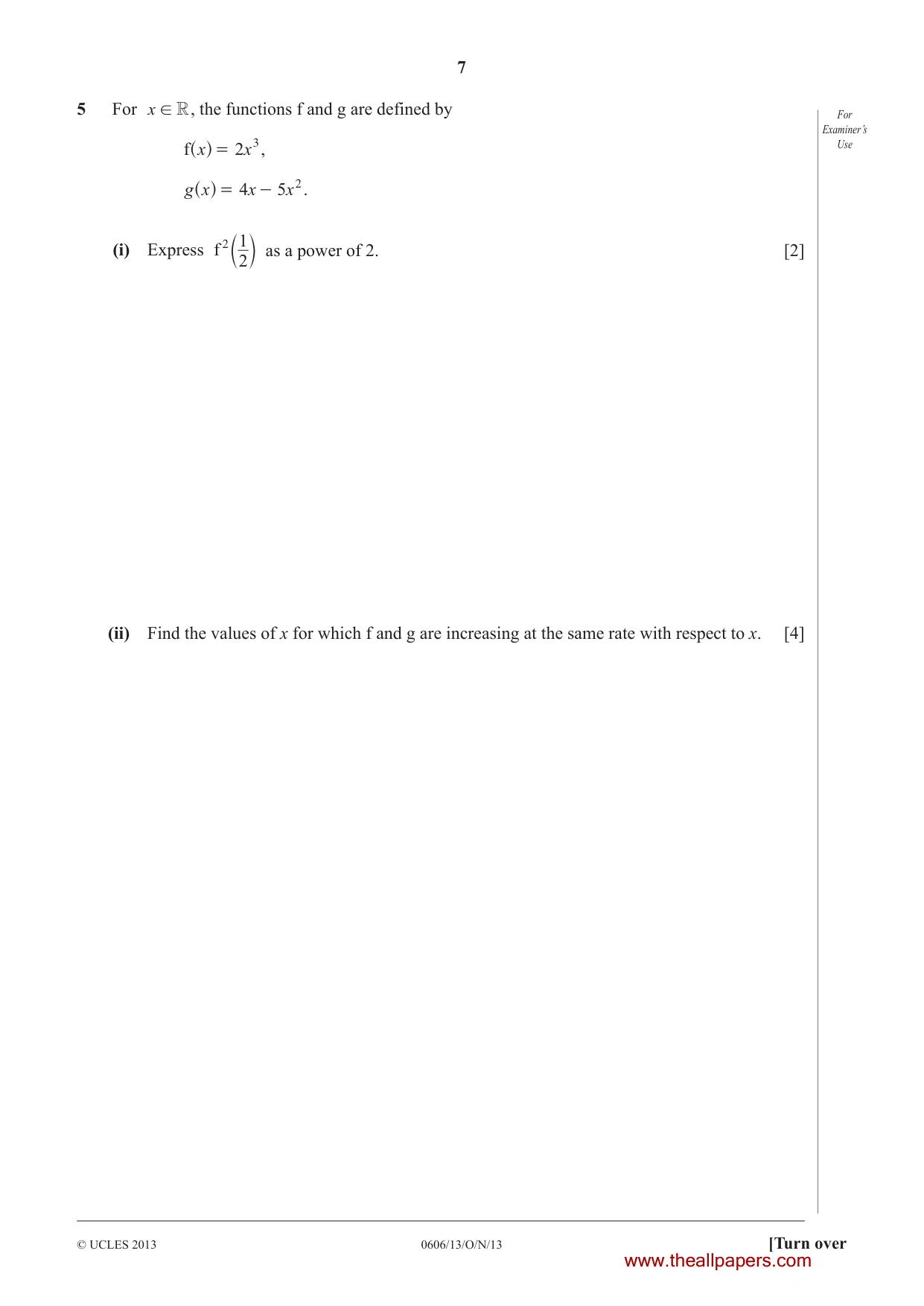 Cambridge IGCSE Mathematics - Additional 0606 2013 Oct/Nov Paper 1 · Variant 3 question paper, page 7 of 16
