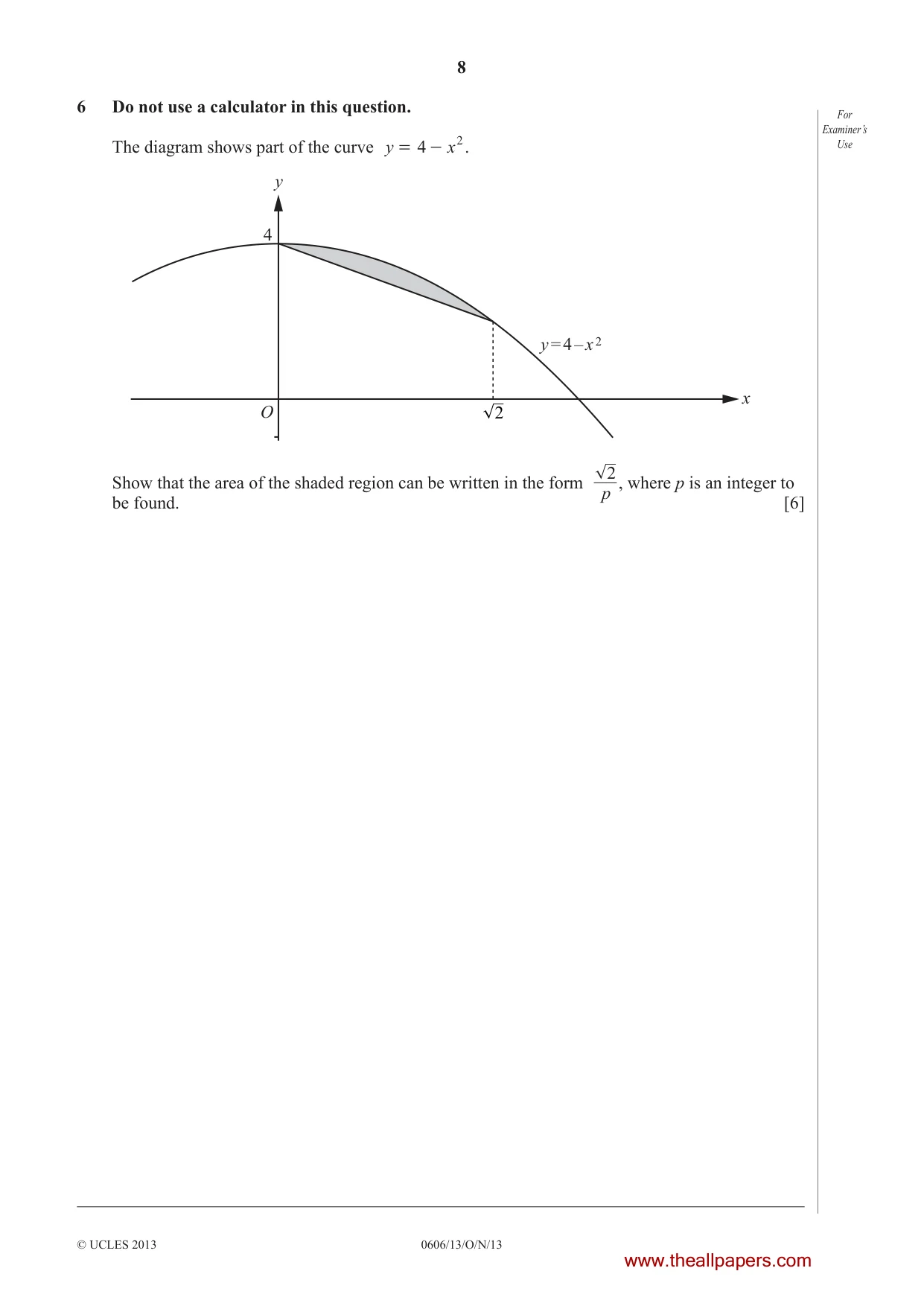 Cambridge IGCSE Mathematics - Additional 0606 2013 Oct/Nov Paper 1 · Variant 3 question paper, page 8 of 16
