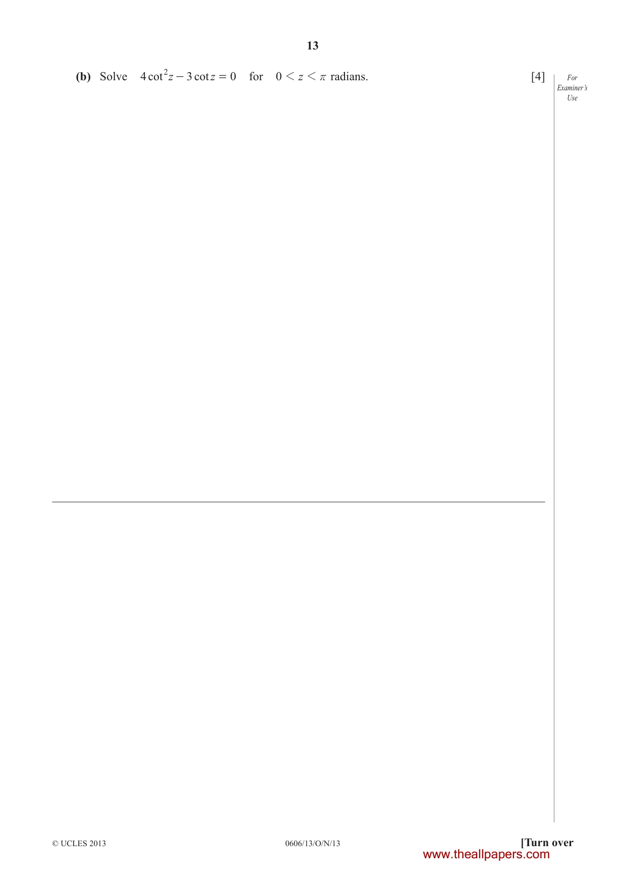Cambridge IGCSE Mathematics - Additional 0606 2013 Oct/Nov Paper 1 · Variant 3 question paper, page 13 of 16