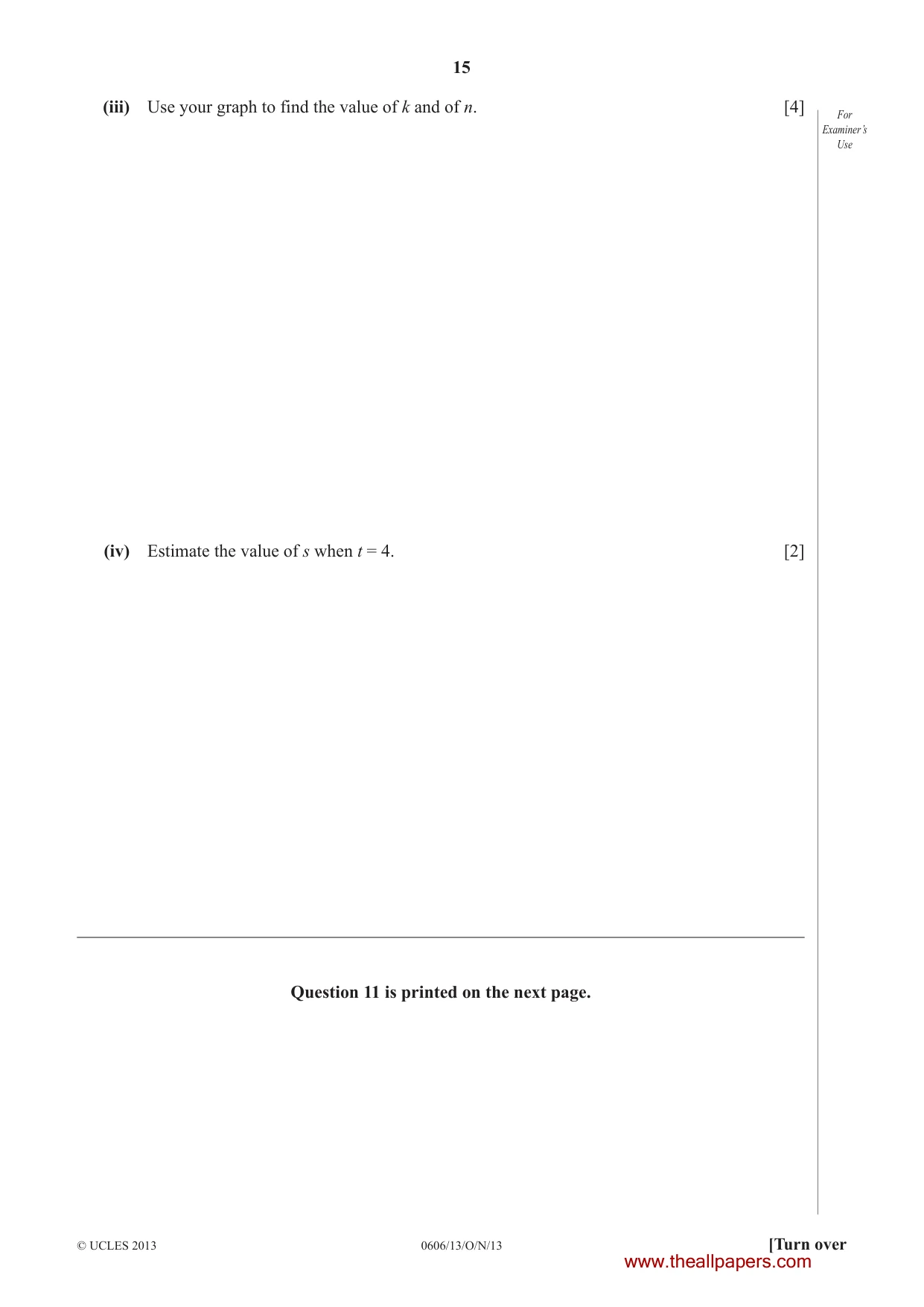 Cambridge IGCSE Mathematics - Additional 0606 2013 Oct/Nov Paper 1 · Variant 3 question paper, page 15 of 16