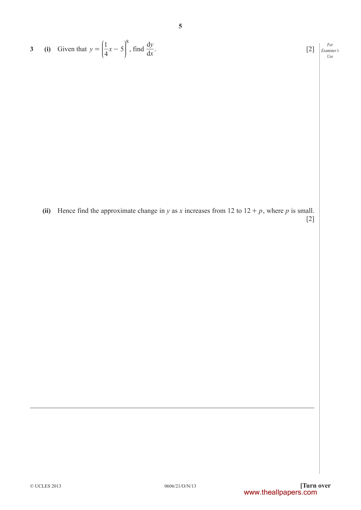 Cambridge IGCSE Mathematics - Additional 0606 2013 Oct/Nov Paper 2 · Variant 1 question paper, page 5 of 20