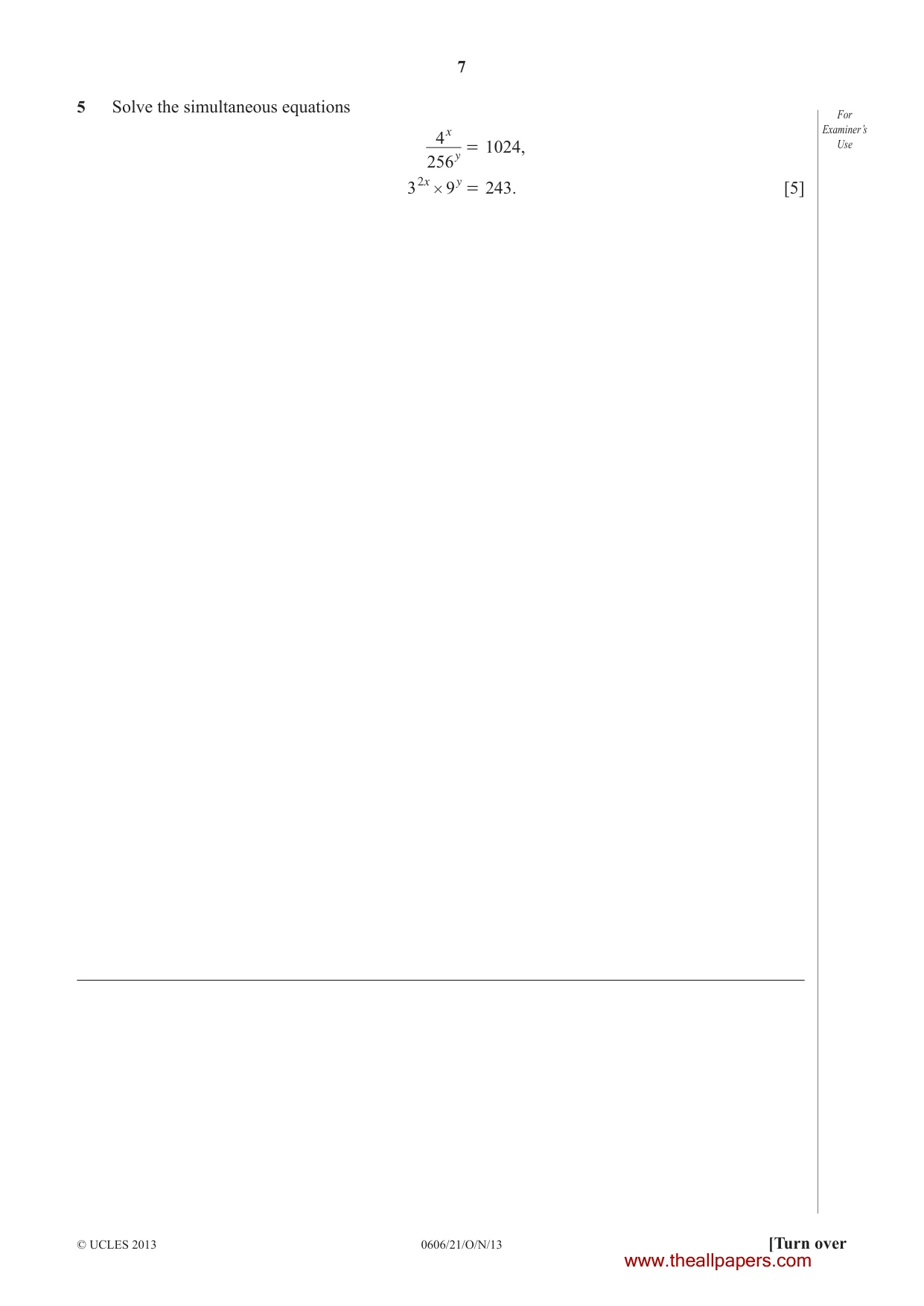 Cambridge IGCSE Mathematics - Additional 0606 2013 Oct/Nov Paper 2 · Variant 1 question paper, page 7 of 20