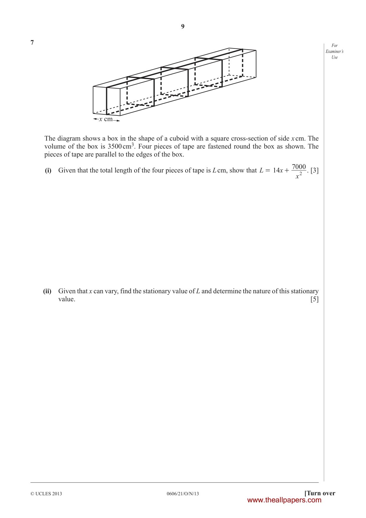 Cambridge IGCSE Mathematics - Additional 0606 2013 Oct/Nov Paper 2 · Variant 1 question paper, page 9 of 20