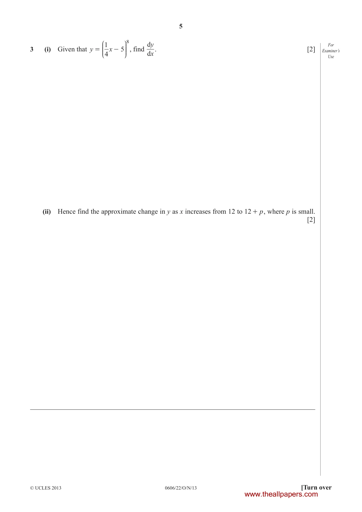 Cambridge IGCSE Mathematics - Additional 0606 2013 Oct/Nov Paper 2 · Variant 2 question paper, page 5 of 20