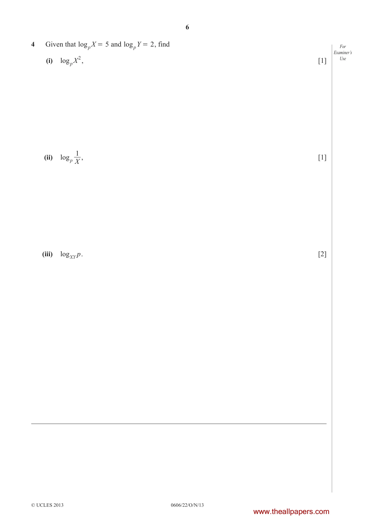 Cambridge IGCSE Mathematics - Additional 0606 2013 Oct/Nov Paper 2 · Variant 2 question paper, page 6 of 20