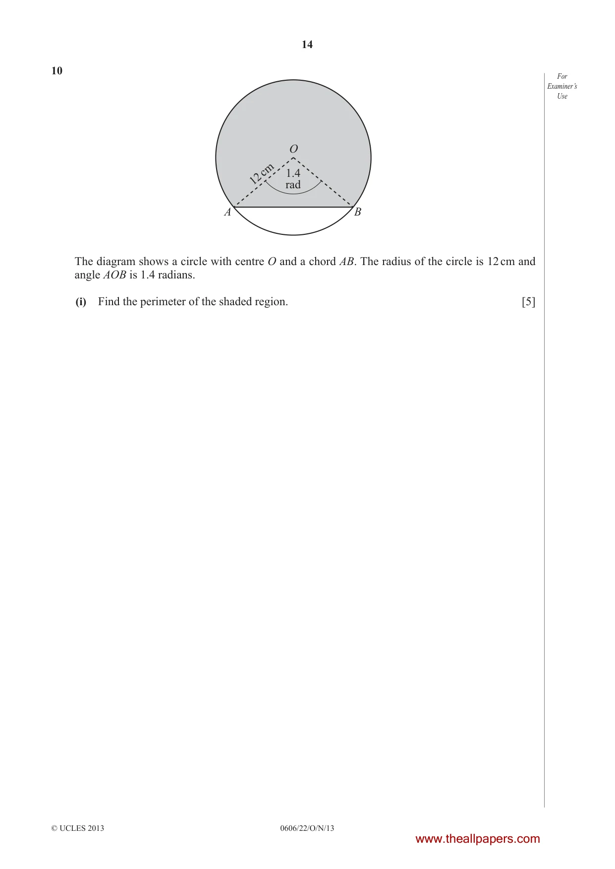 Cambridge IGCSE Mathematics - Additional 0606 2013 Oct/Nov Paper 2 · Variant 2 question paper, page 14 of 20