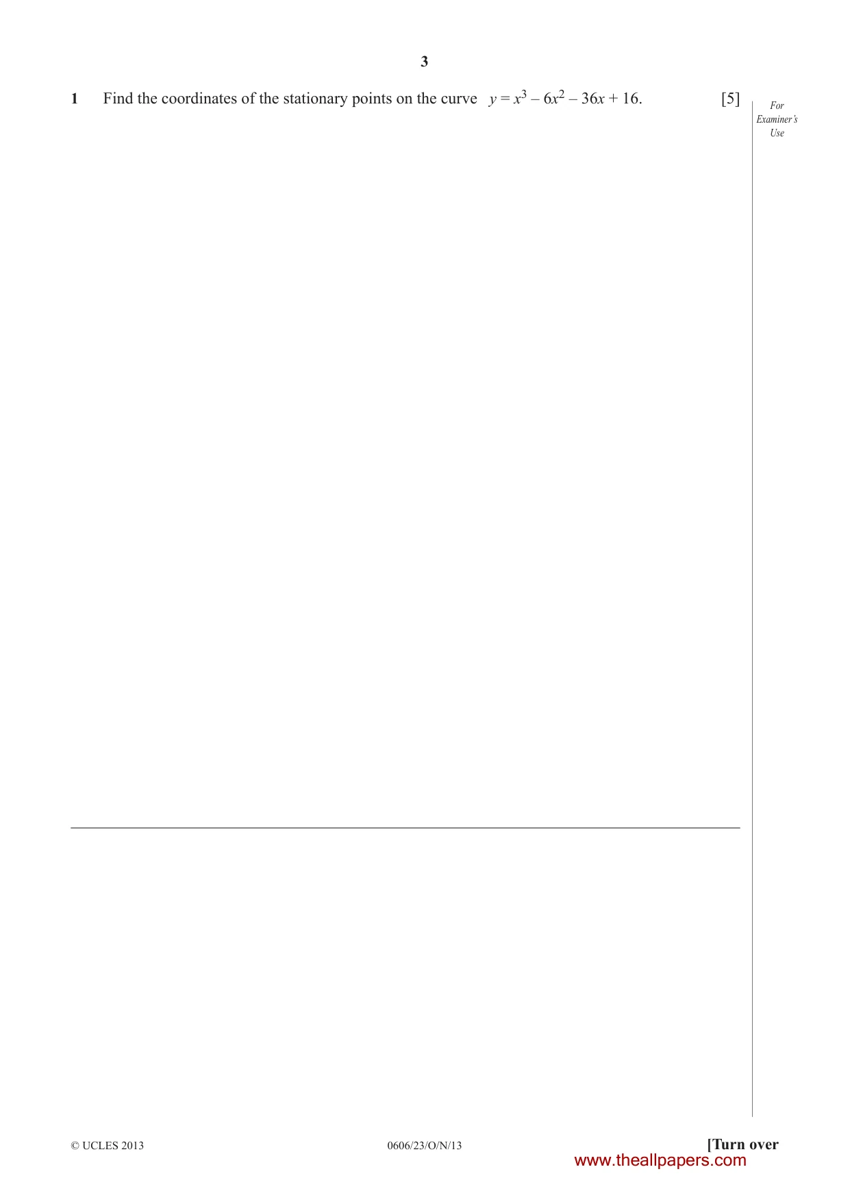 Cambridge IGCSE Mathematics - Additional 0606 2013 Oct/Nov Paper 2 · Variant 3 question paper, page 3 of 20