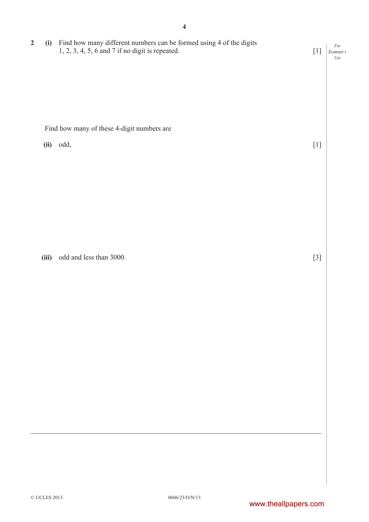 Cambridge IGCSE Mathematics - Additional 0606 2013 Oct/Nov Paper 2 · Variant 3 question paper, page 4 of 20