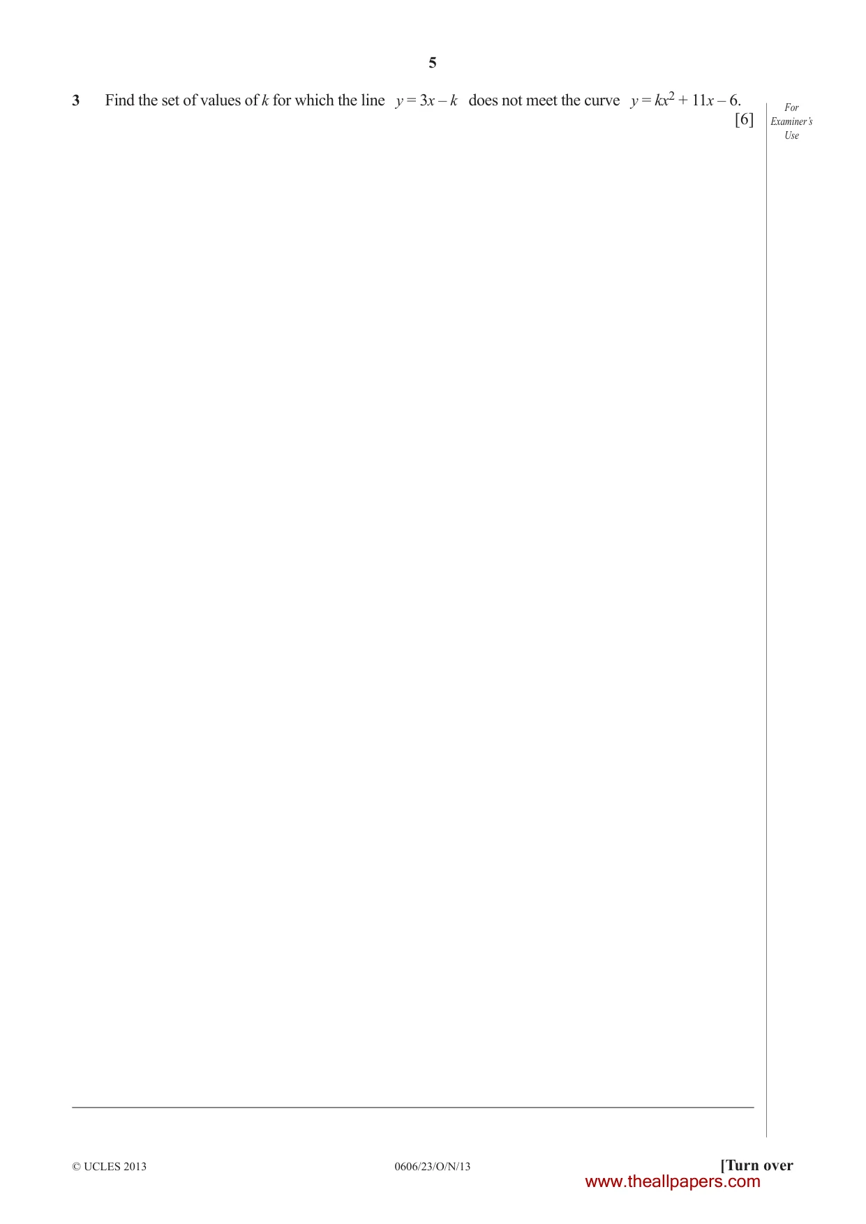Cambridge IGCSE Mathematics - Additional 0606 2013 Oct/Nov Paper 2 · Variant 3 question paper, page 5 of 20