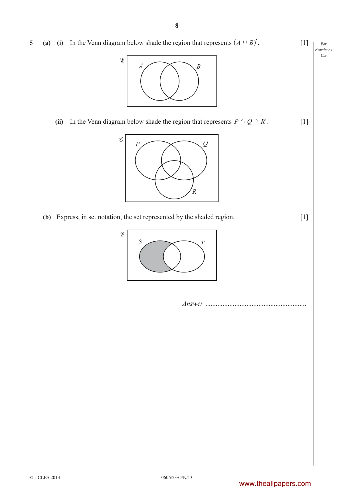 Cambridge IGCSE Mathematics - Additional 0606 2013 Oct/Nov Paper 2 · Variant 3 question paper, page 8 of 20
