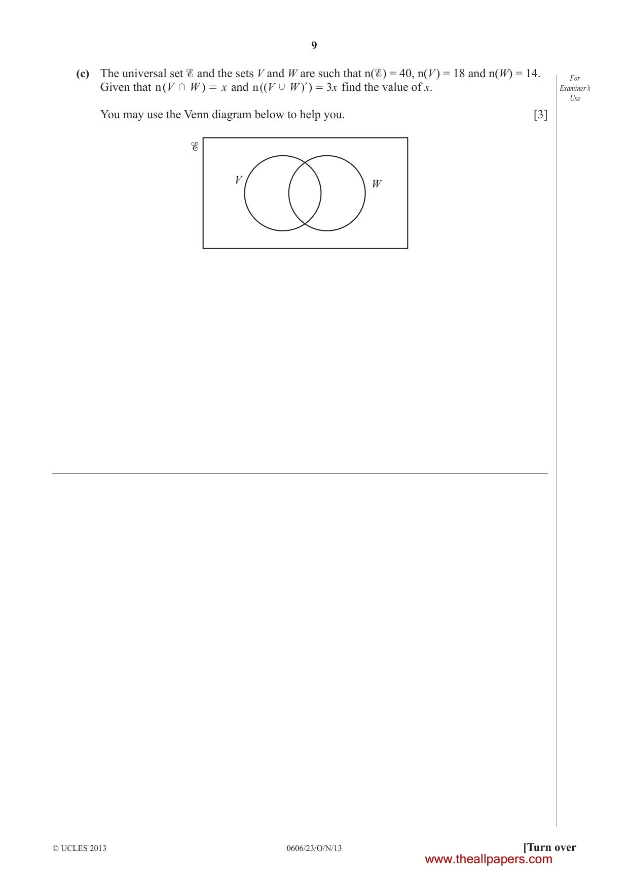 Cambridge IGCSE Mathematics - Additional 0606 2013 Oct/Nov Paper 2 · Variant 3 question paper, page 9 of 20