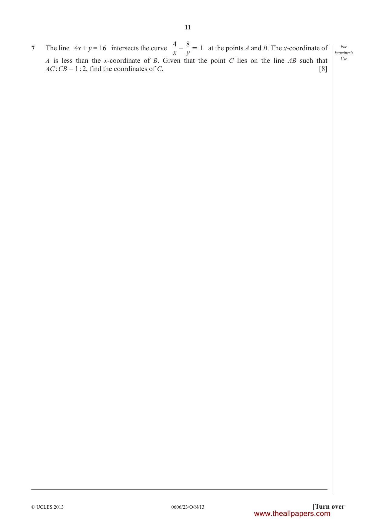 Cambridge IGCSE Mathematics - Additional 0606 2013 Oct/Nov Paper 2 · Variant 3 question paper, page 11 of 20