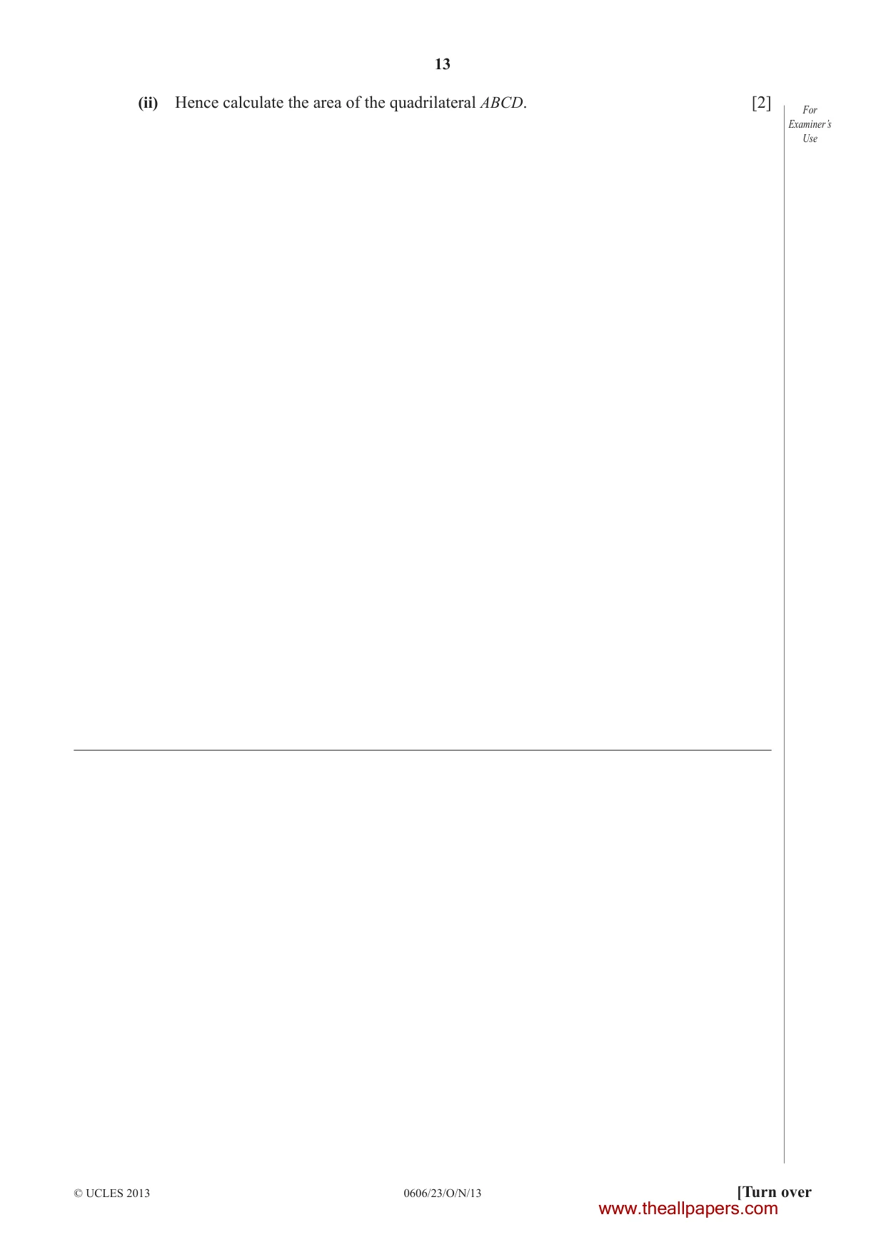 Cambridge IGCSE Mathematics - Additional 0606 2013 Oct/Nov Paper 2 · Variant 3 question paper, page 13 of 20