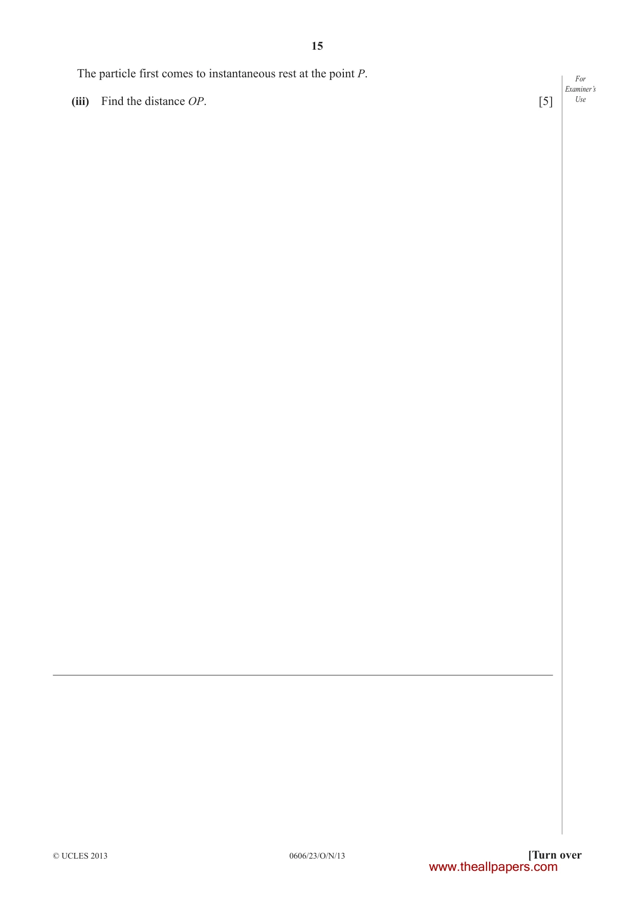 Cambridge IGCSE Mathematics - Additional 0606 2013 Oct/Nov Paper 2 · Variant 3 question paper, page 15 of 20