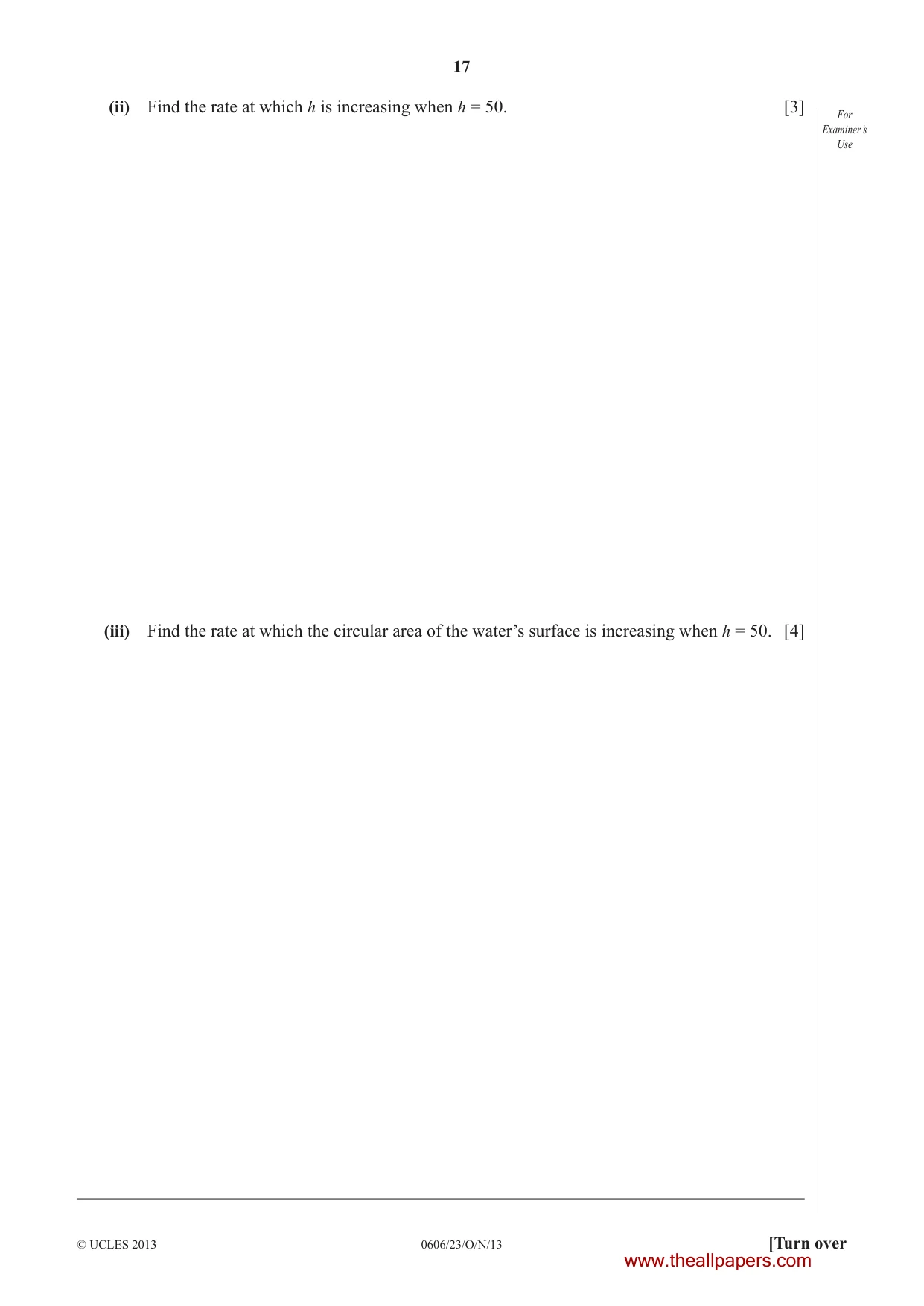 Cambridge IGCSE Mathematics - Additional 0606 2013 Oct/Nov Paper 2 · Variant 3 question paper, page 17 of 20