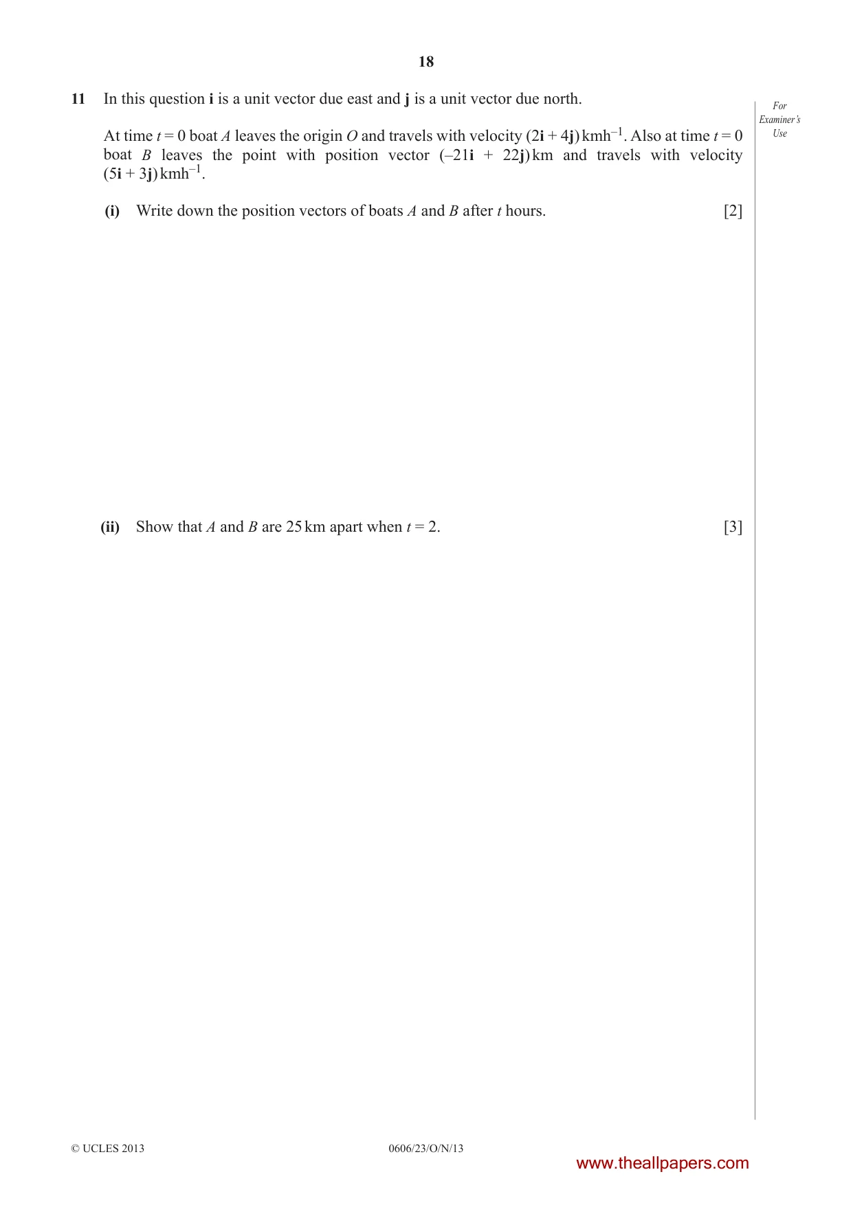Cambridge IGCSE Mathematics - Additional 0606 2013 Oct/Nov Paper 2 · Variant 3 question paper, page 18 of 20
