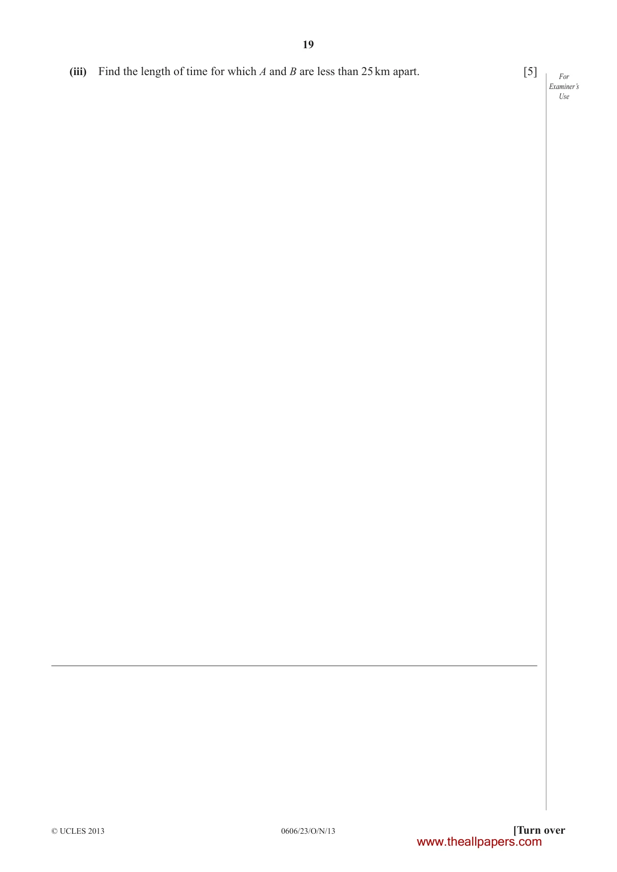 Cambridge IGCSE Mathematics - Additional 0606 2013 Oct/Nov Paper 2 · Variant 3 question paper, page 19 of 20