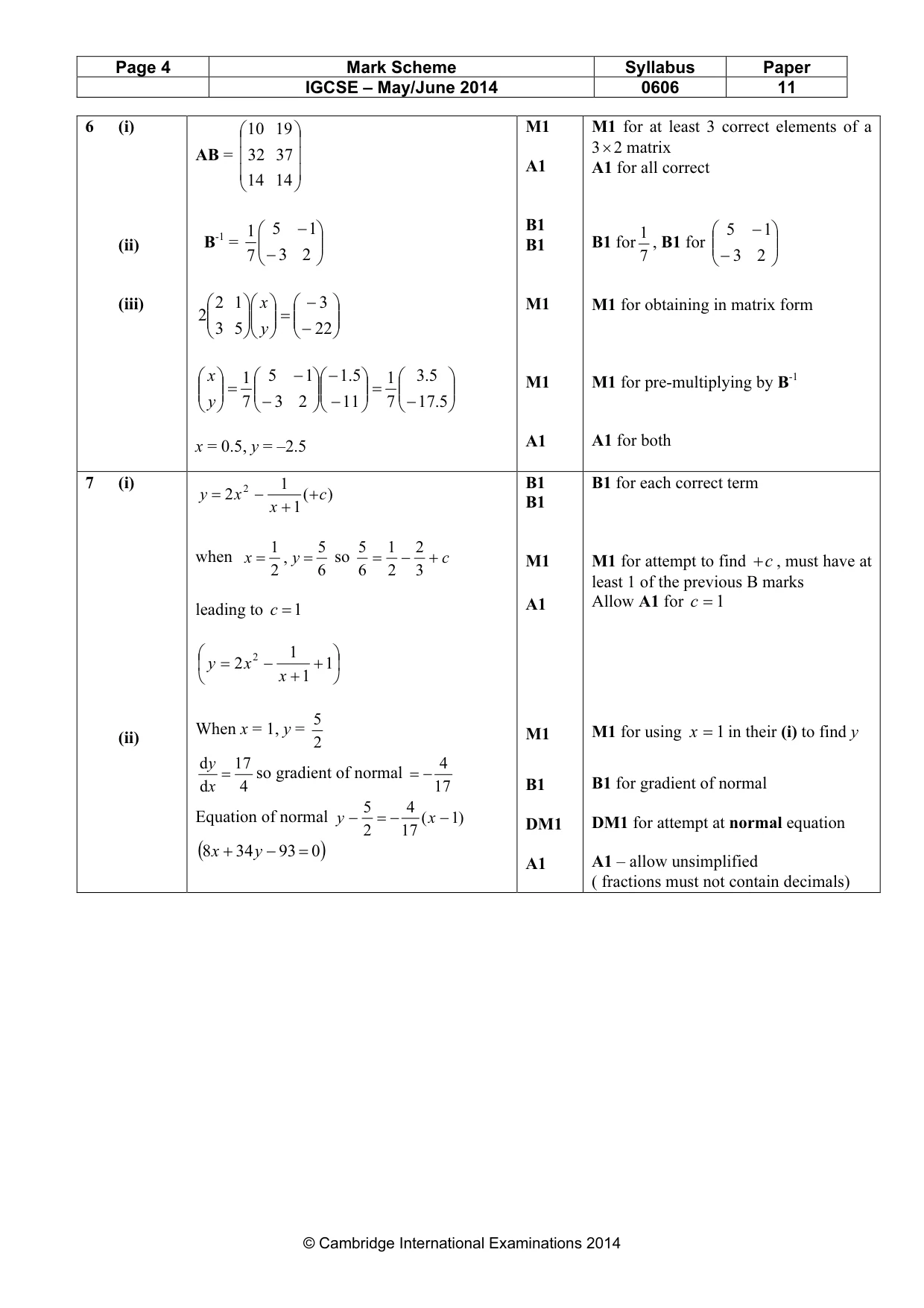 Mark scheme, page 4 of 7