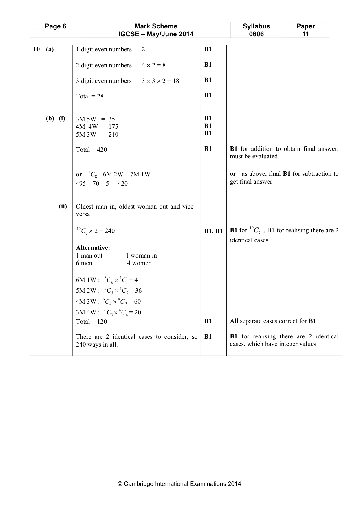 Mark scheme, page 6 of 7