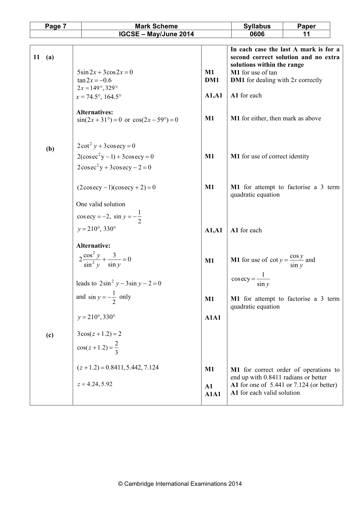 Mark scheme, page 7 of 7