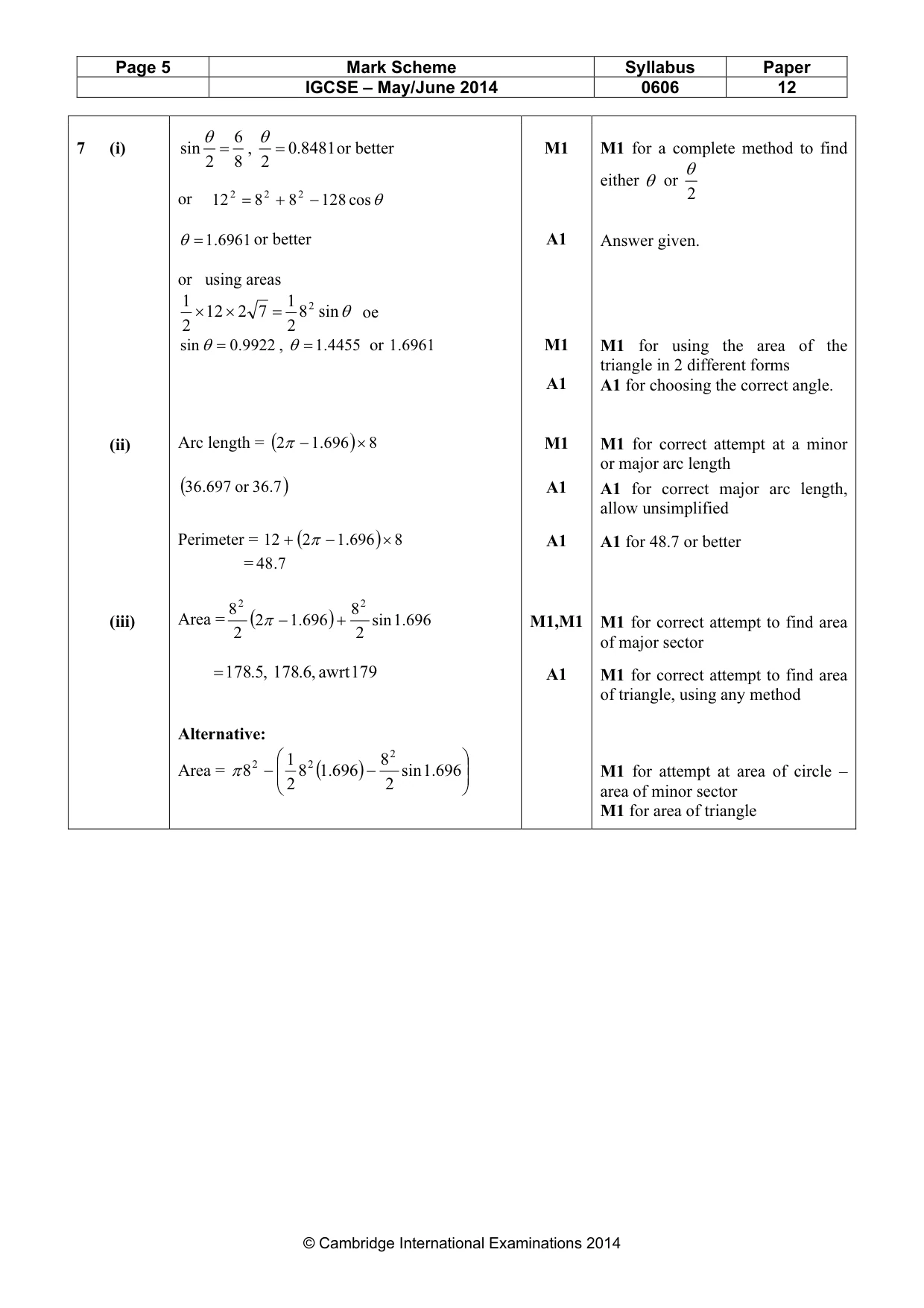 Mark scheme, page 5 of 9