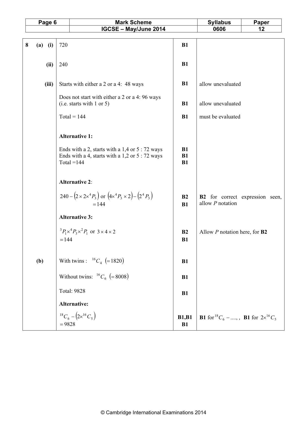 Mark scheme, page 6 of 9