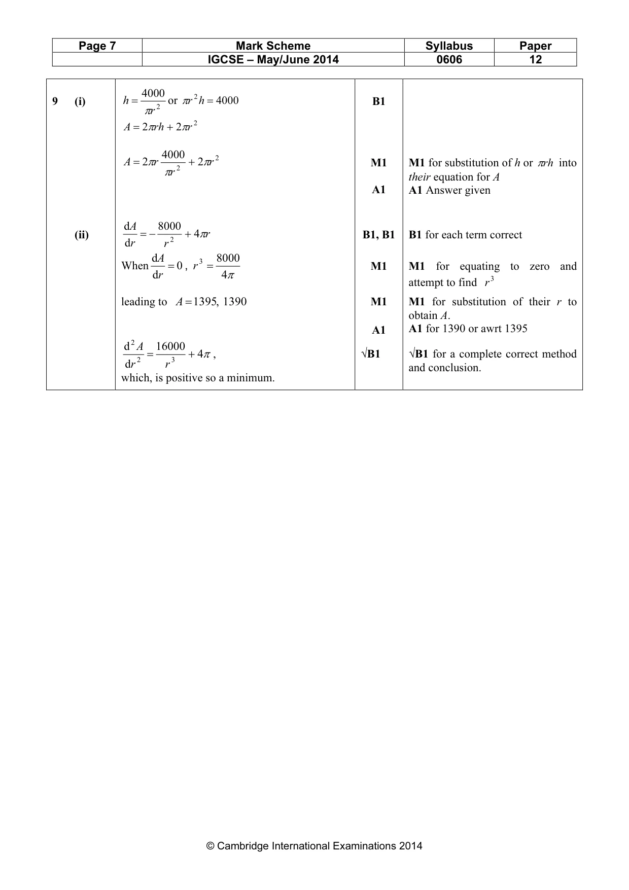 Mark scheme, page 7 of 9