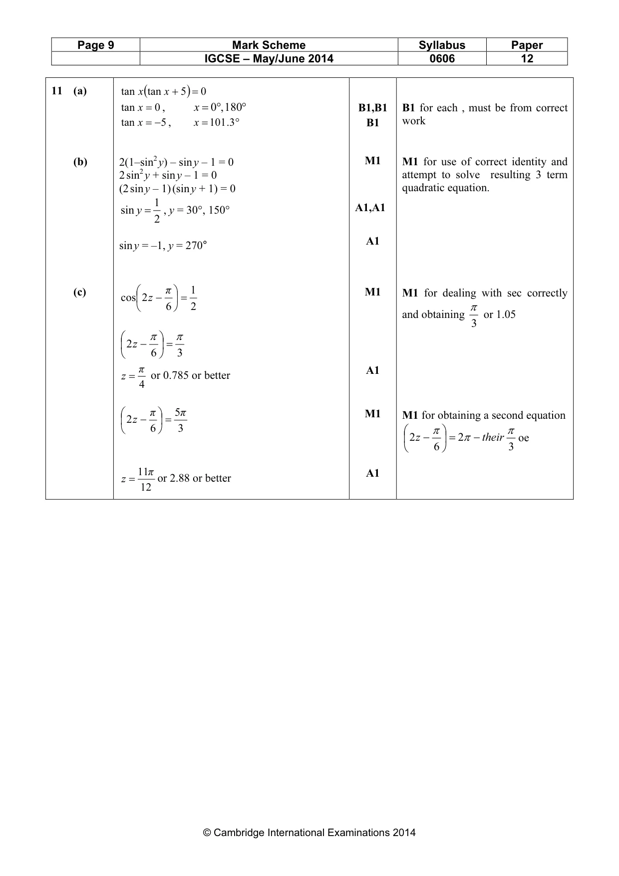 Mark scheme, page 9 of 9