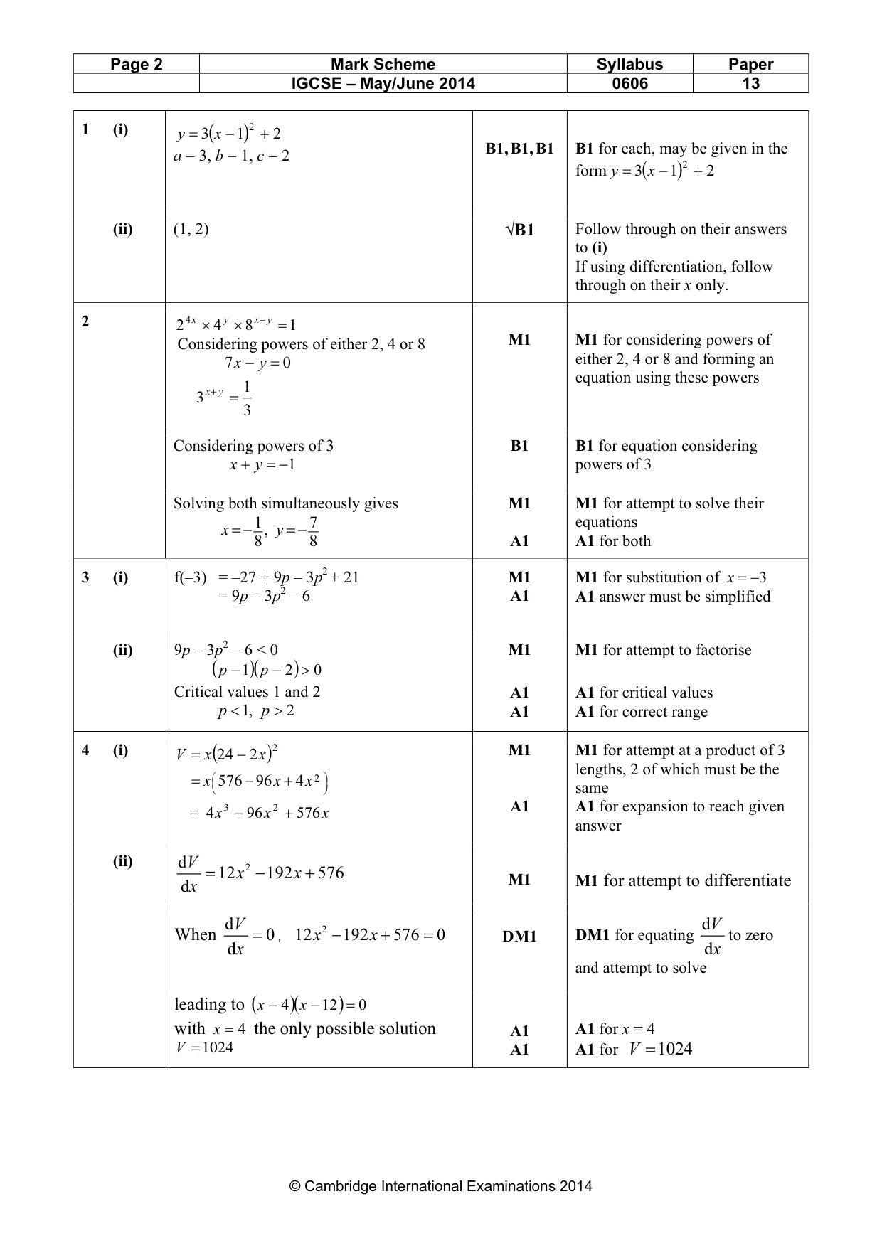 Mark scheme, page 2 of 6
