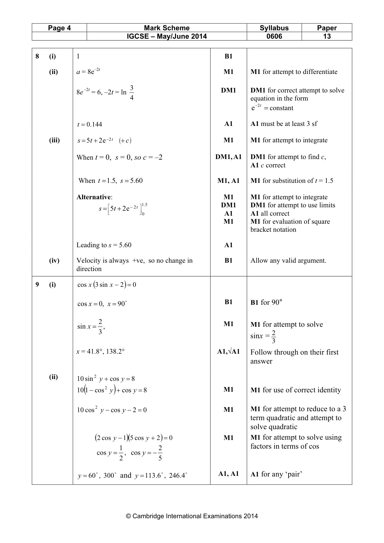 Mark scheme, page 4 of 6