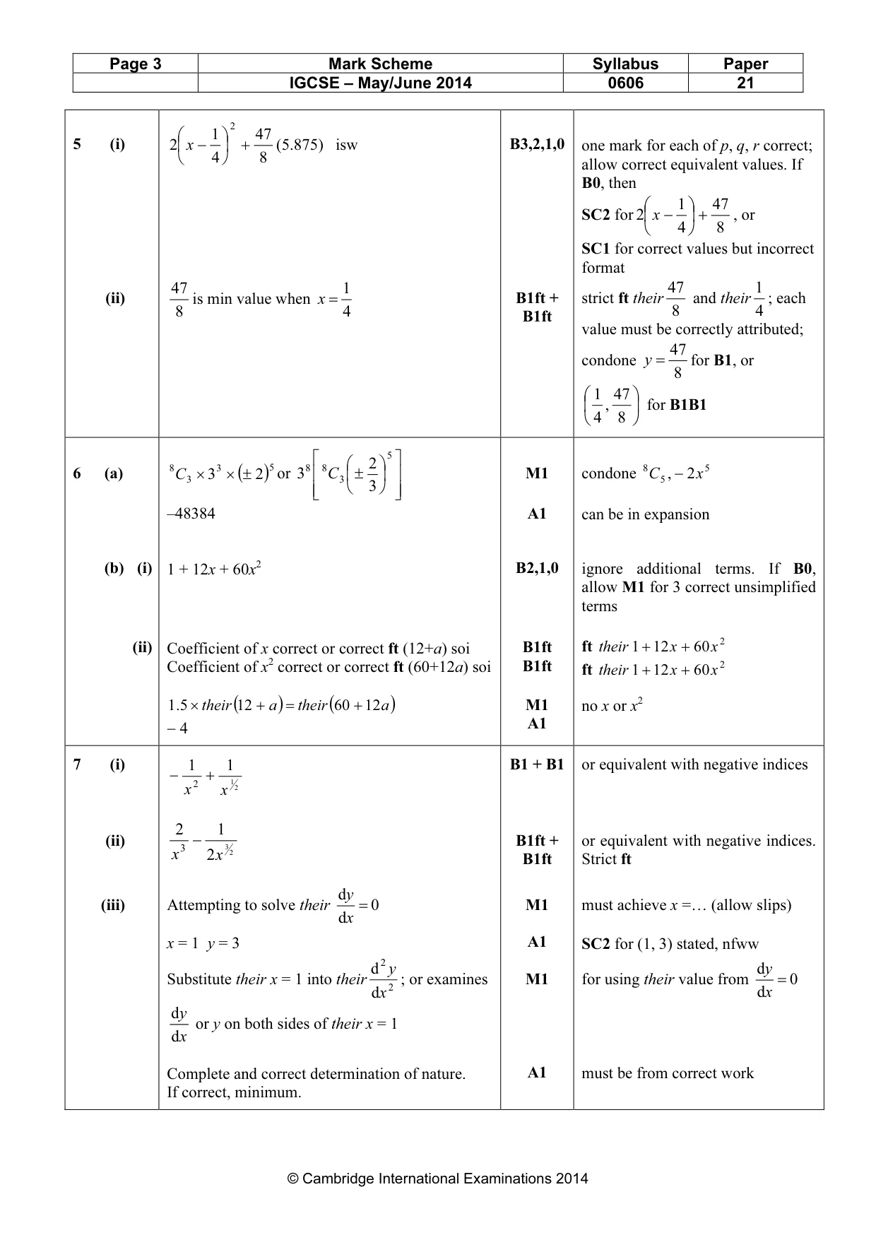 Mark scheme, page 3 of 6