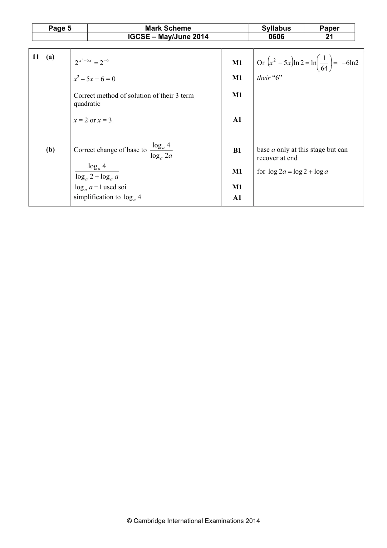 Mark scheme, page 5 of 6