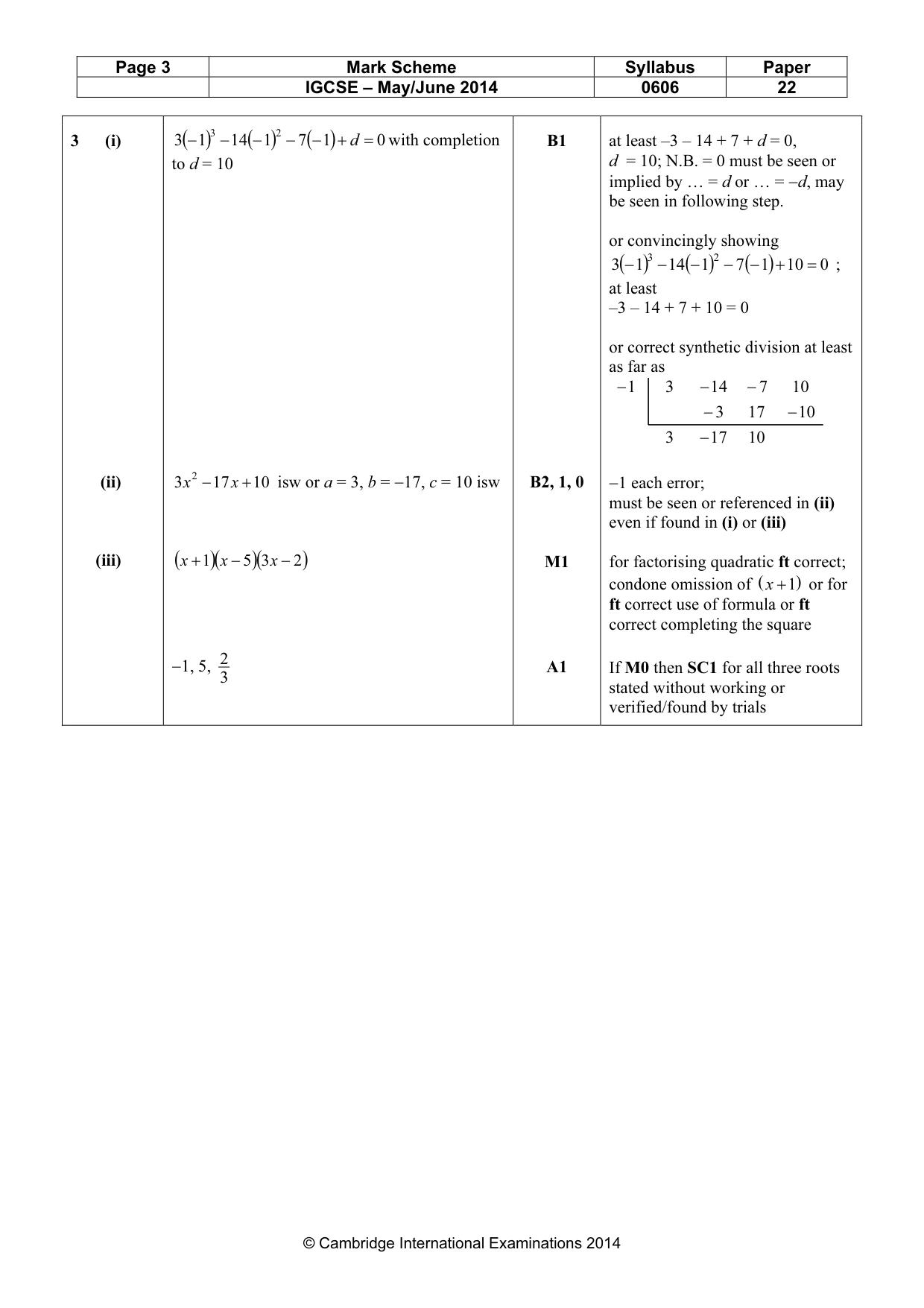 Mark scheme, page 3 of 9